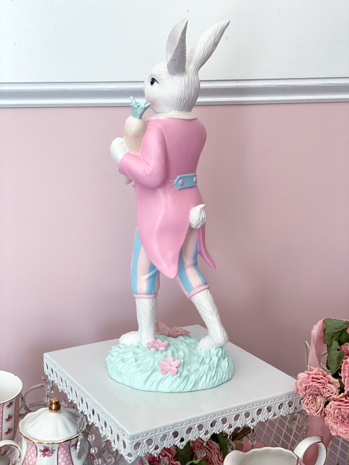 GLOW-UP COMMISSION: Bespoke Hand Painted Pastel Bridgerton Easter Bunny with top Hat and Tailcoat