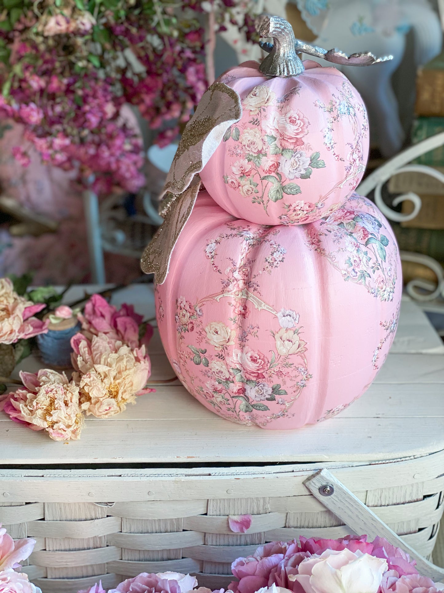 Pink Bespoke Butterfly Double Stacked Pumpkin