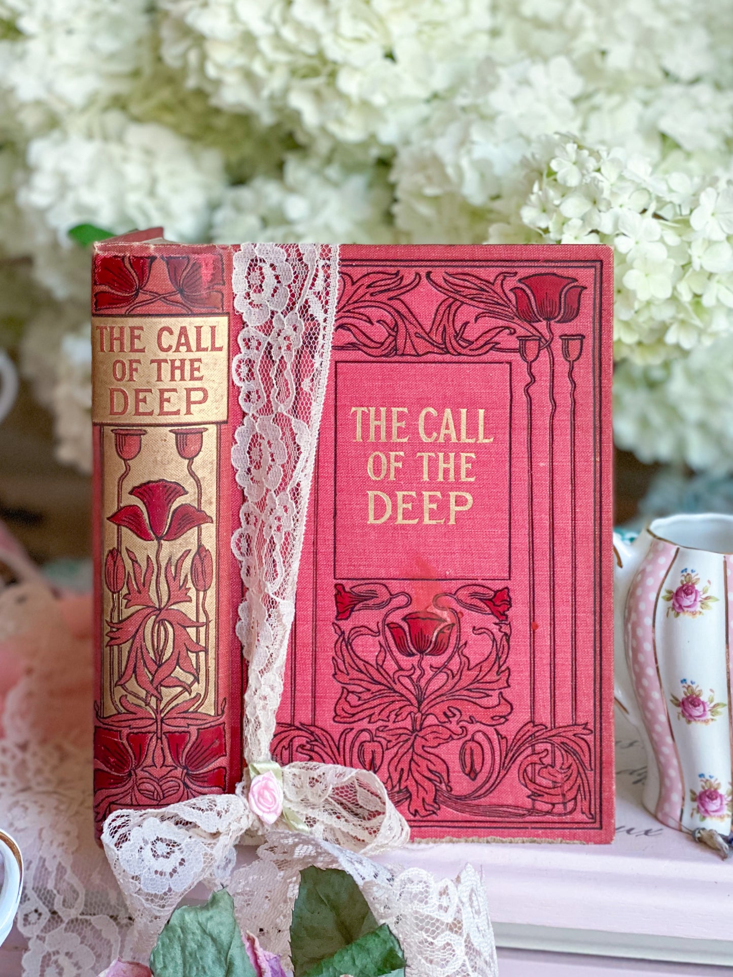 Deep Vintage Pink The Call of the Deep with Gold Floral Spine