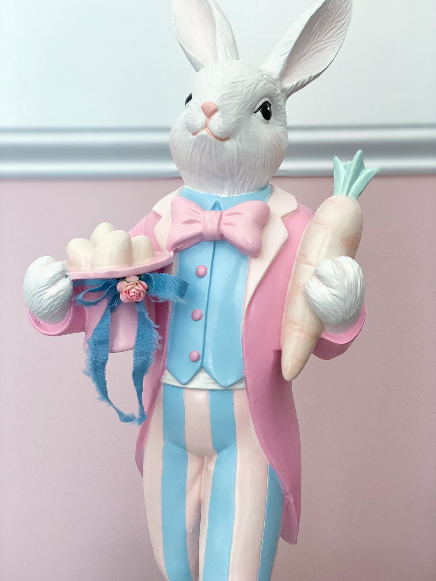 GLOW-UP COMMISSION: Bespoke Hand Painted Pastel Bridgerton Easter Bunny with top Hat and Tailcoat