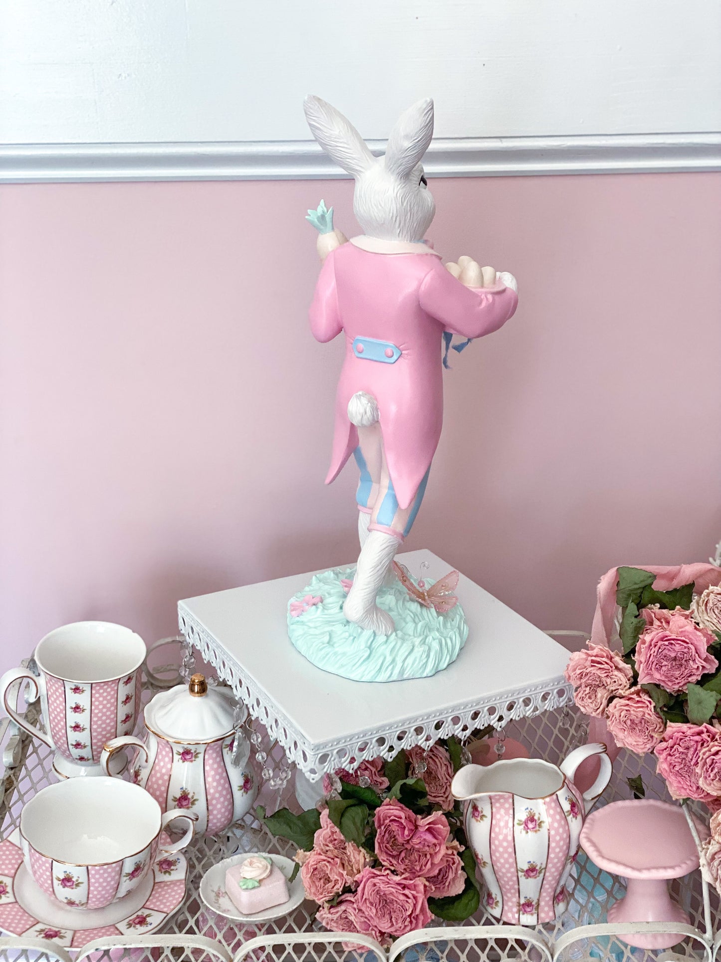 GLOW-UP COMMISSION: Bespoke Hand Painted Pastel Bridgerton Easter Bunny with top Hat and Tailcoat