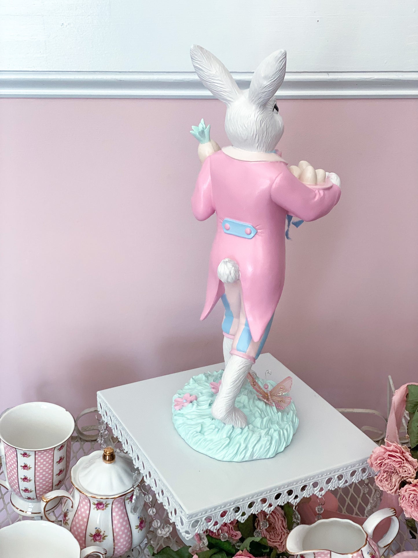 GLOW-UP COMMISSION: Bespoke Hand Painted Pastel Bridgerton Easter Bunny with top Hat and Tailcoat