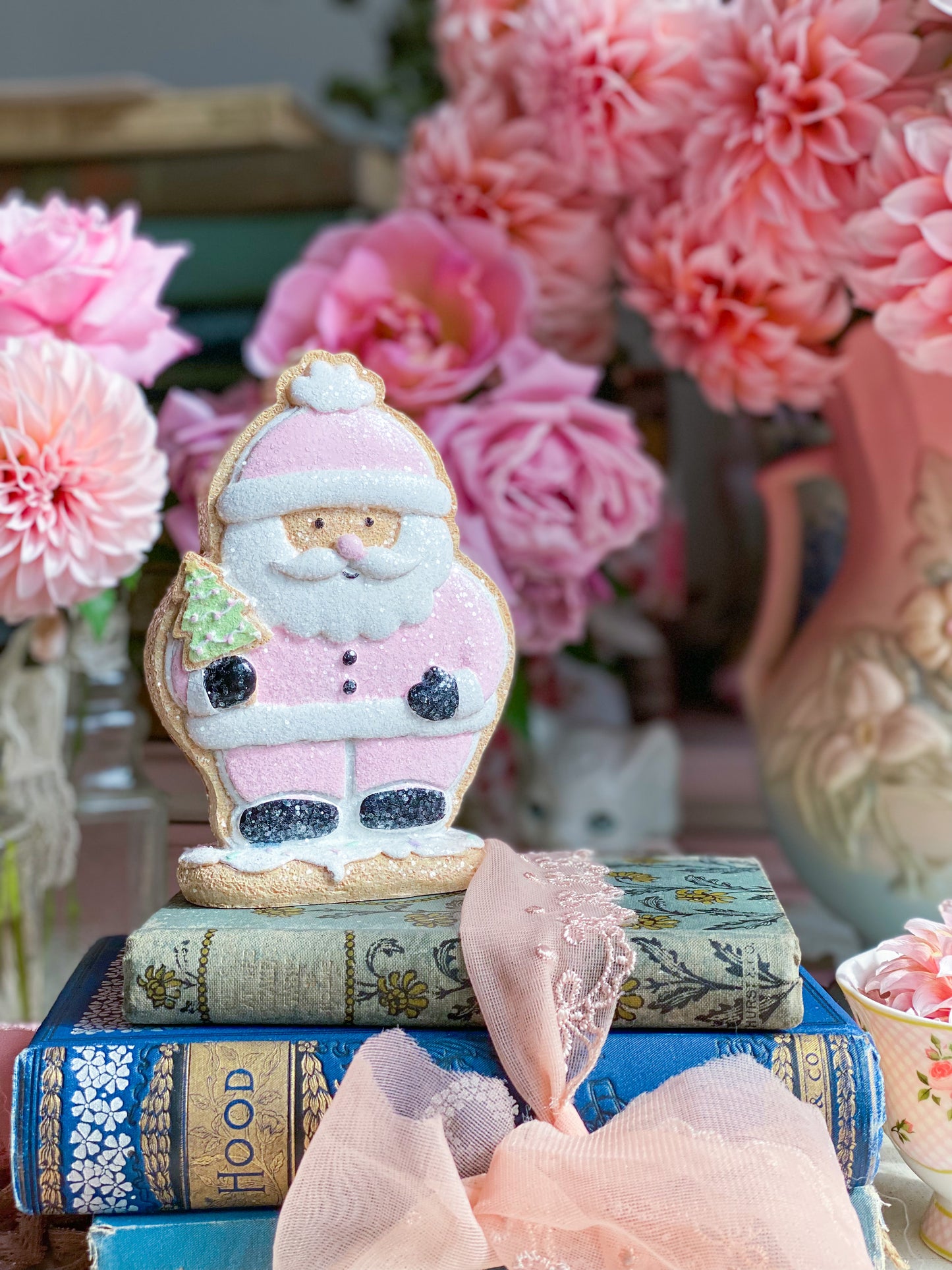 Pastel Pink Santa Cookie Decoration