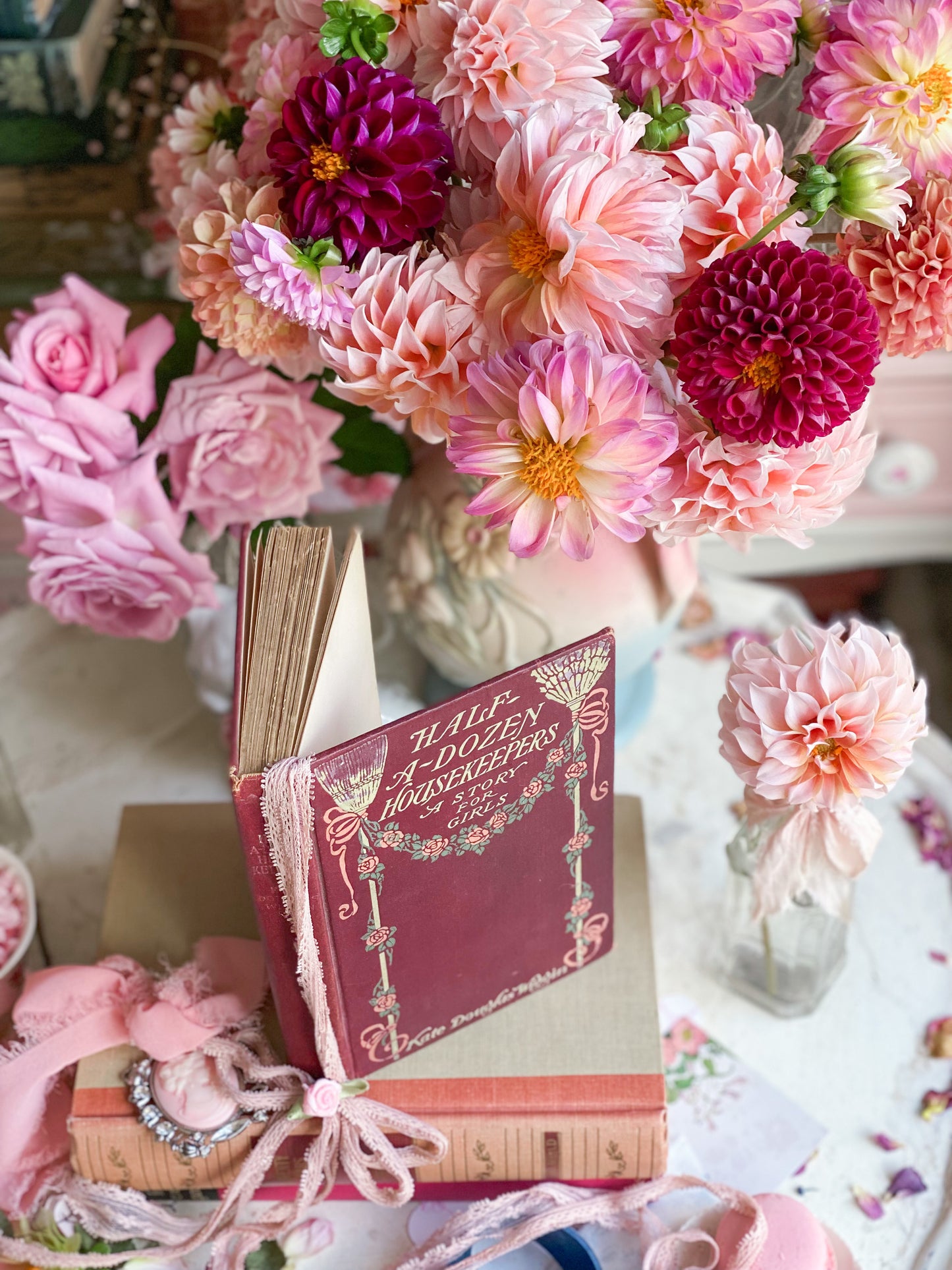 Half a Dozen Housekeepers with Pink Floral Cover