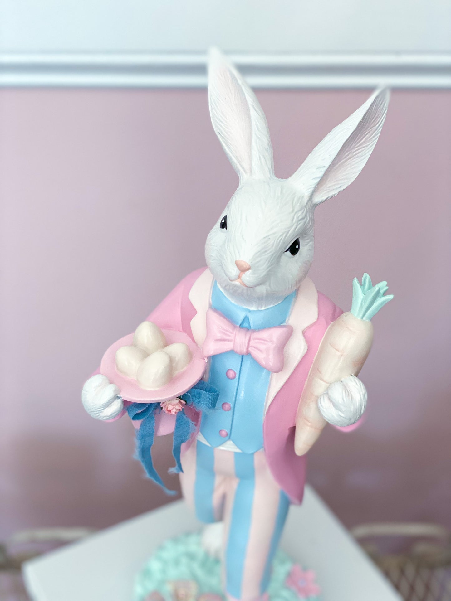 GLOW-UP COMMISSION: Bespoke Hand Painted Pastel Bridgerton Easter Bunny with top Hat and Tailcoat