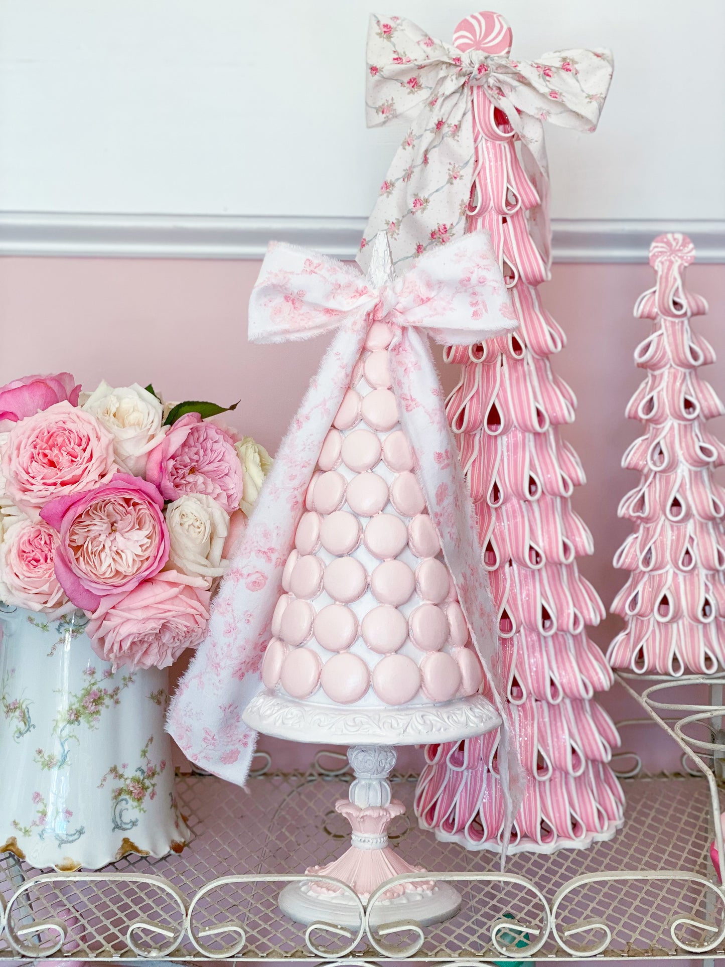 PRE-ORDER: Bespoke White Shabby Chic Hand Painted Pastel Pink Macaron Tree