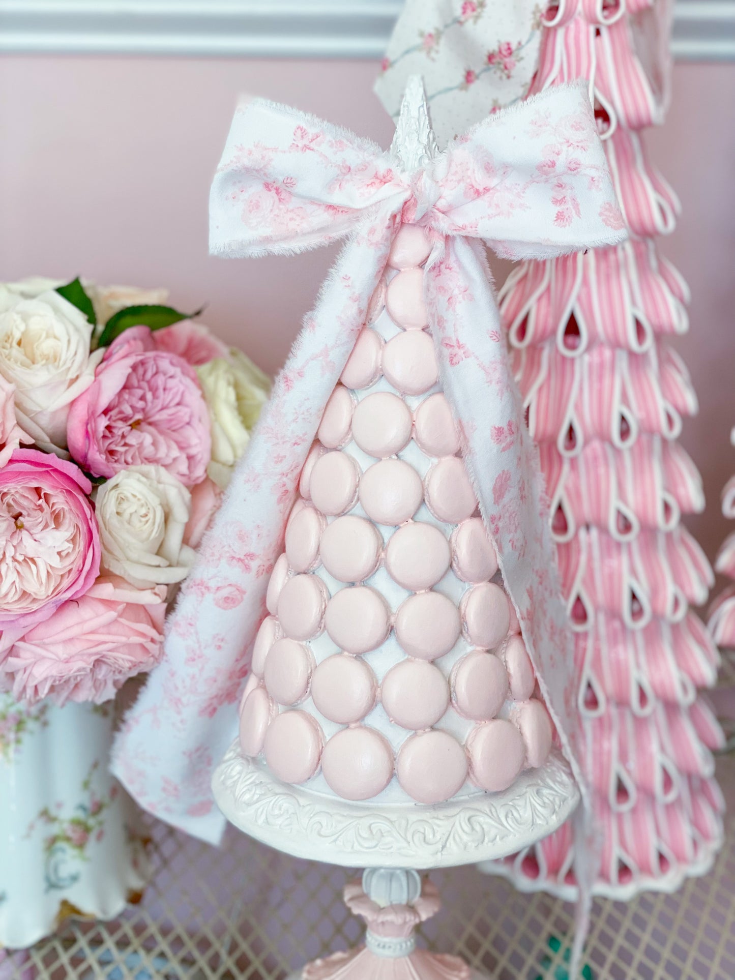 PRE-ORDER: Bespoke White Shabby Chic Hand Painted Pastel Pink Macaron Tree