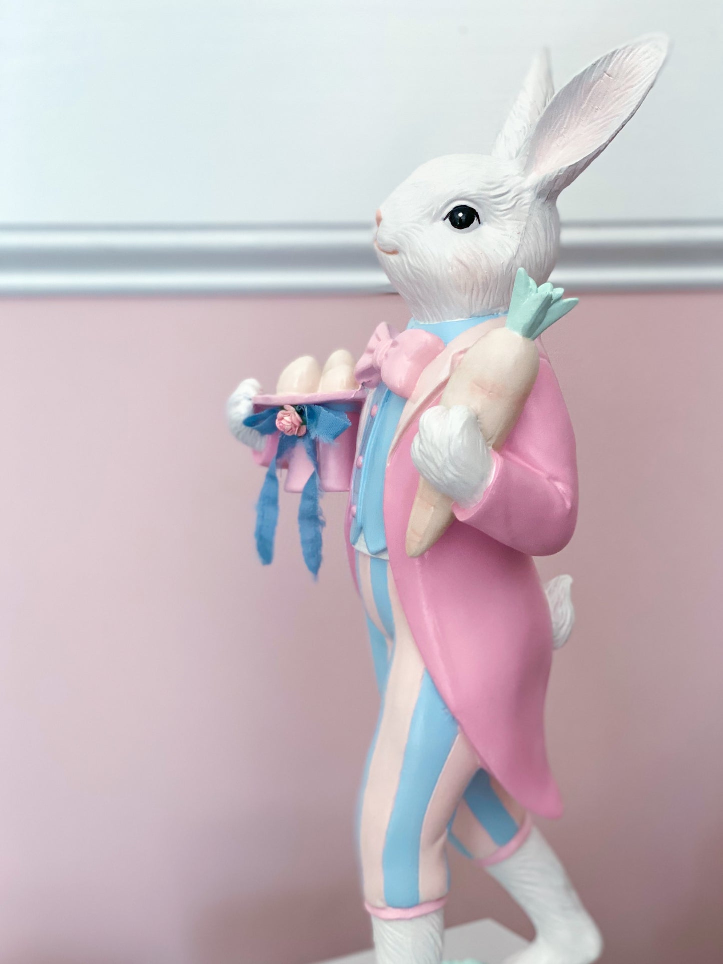 GLOW-UP COMMISSION: Bespoke Hand Painted Pastel Bridgerton Easter Bunny with top Hat and Tailcoat