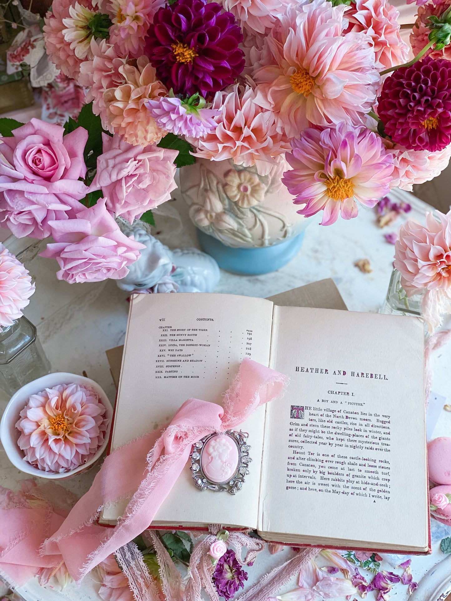 Pink Vintage Heather and Harebell
