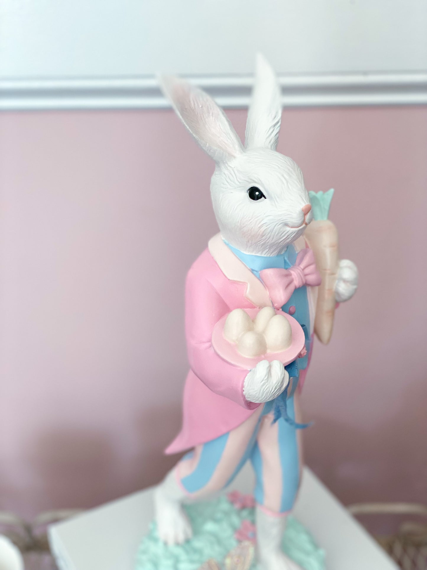 GLOW-UP COMMISSION: Bespoke Hand Painted Pastel Bridgerton Easter Bunny with top Hat and Tailcoat