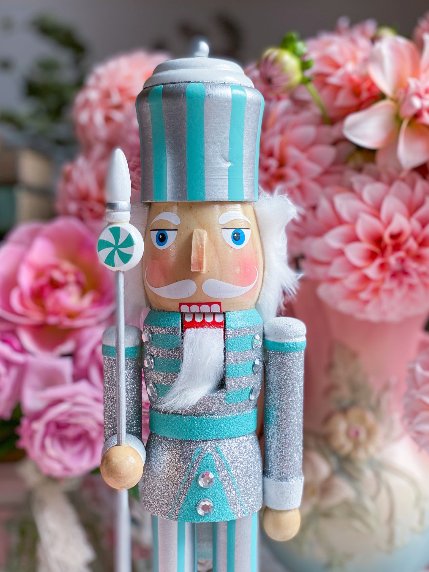 Blue and Silver Candy Land Nutcracker