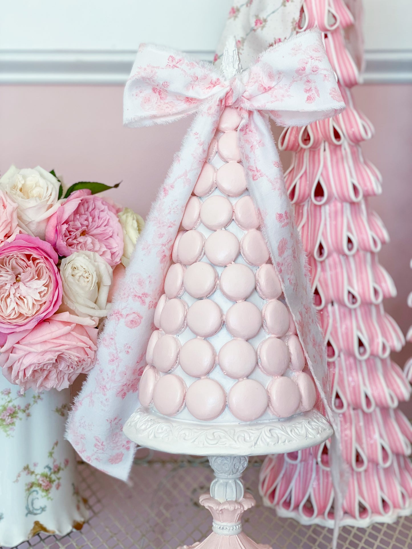 PRE-ORDER: Bespoke White Shabby Chic Hand Painted Pastel Pink Macaron Tree