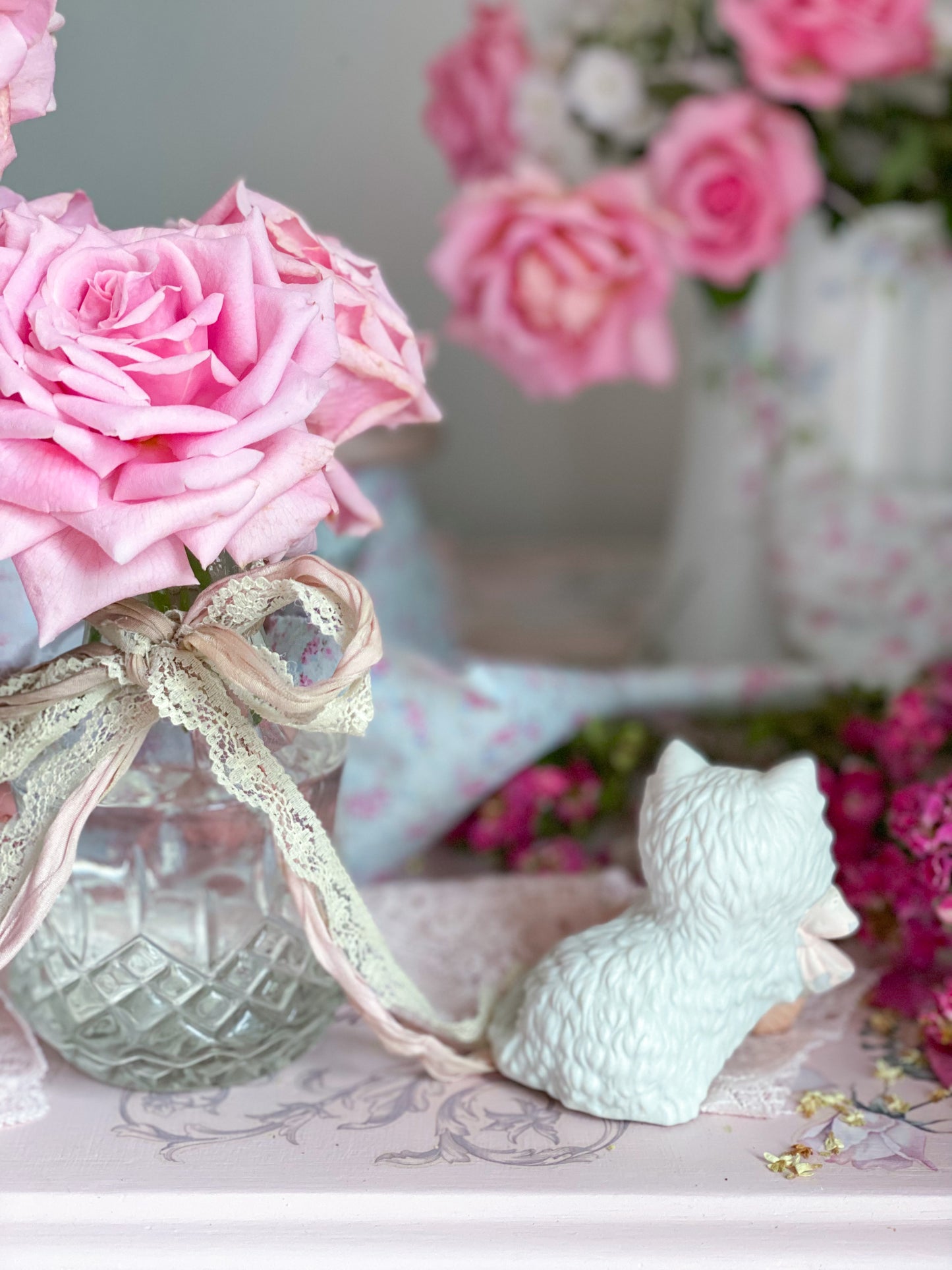 White Persian Cat Figurines