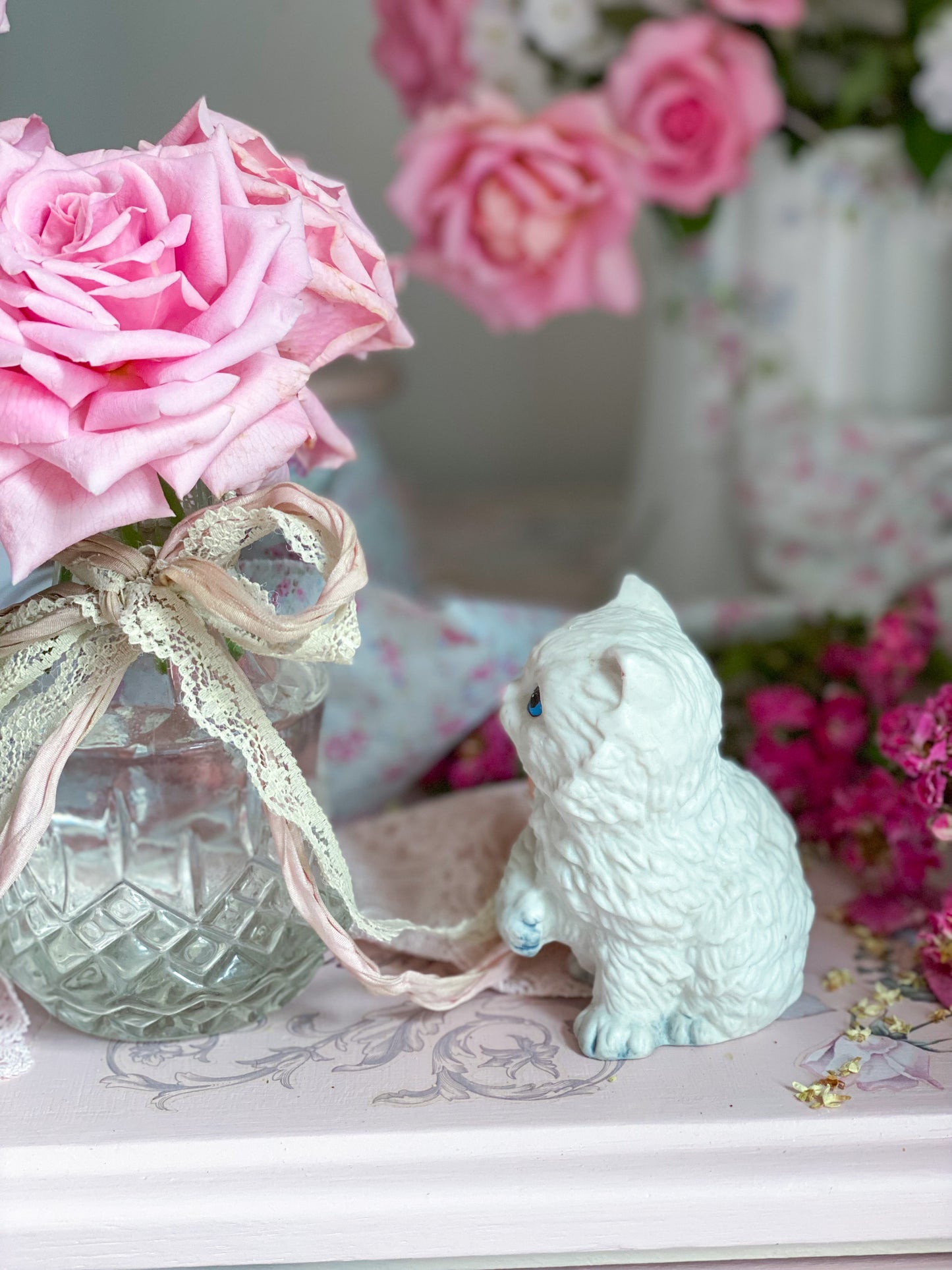 White Persian Cat Figurines