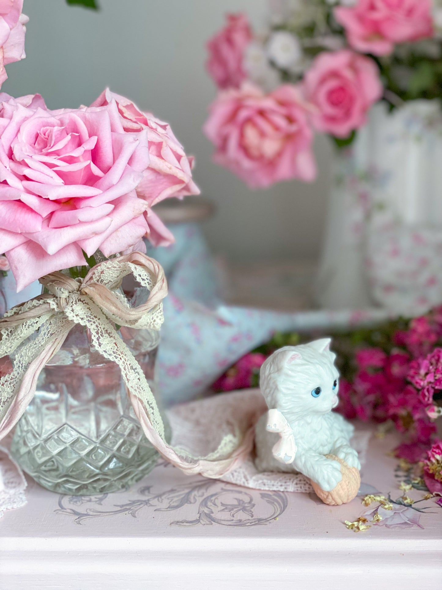 White Persian Cat Figurines