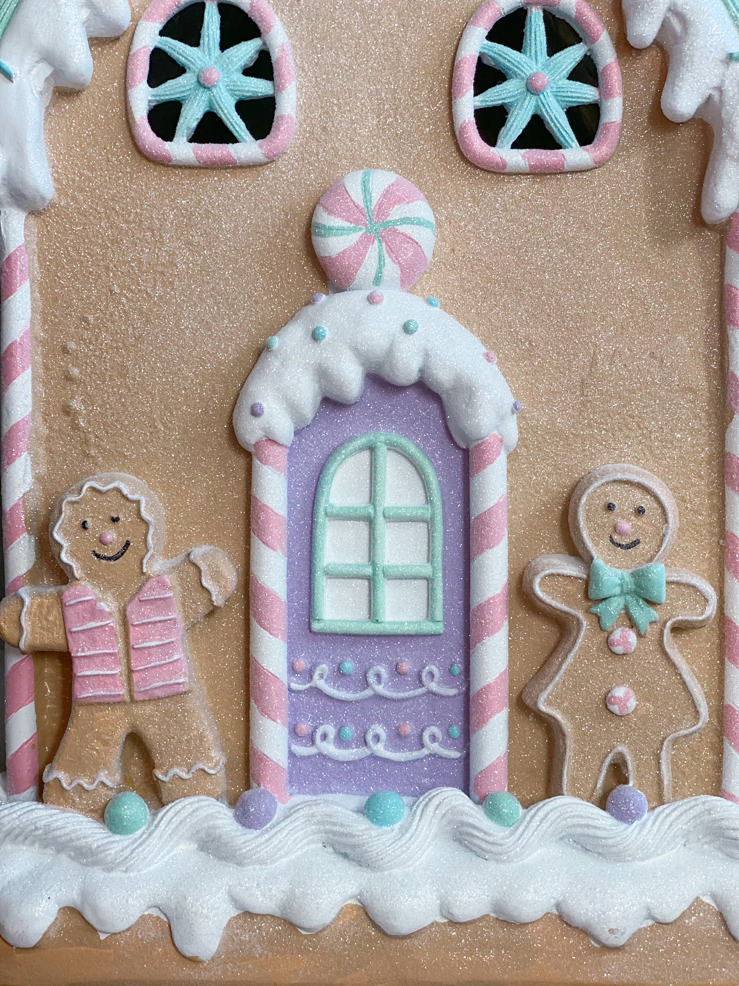 Large Pastel LED Light up Glitter Gingerbread House