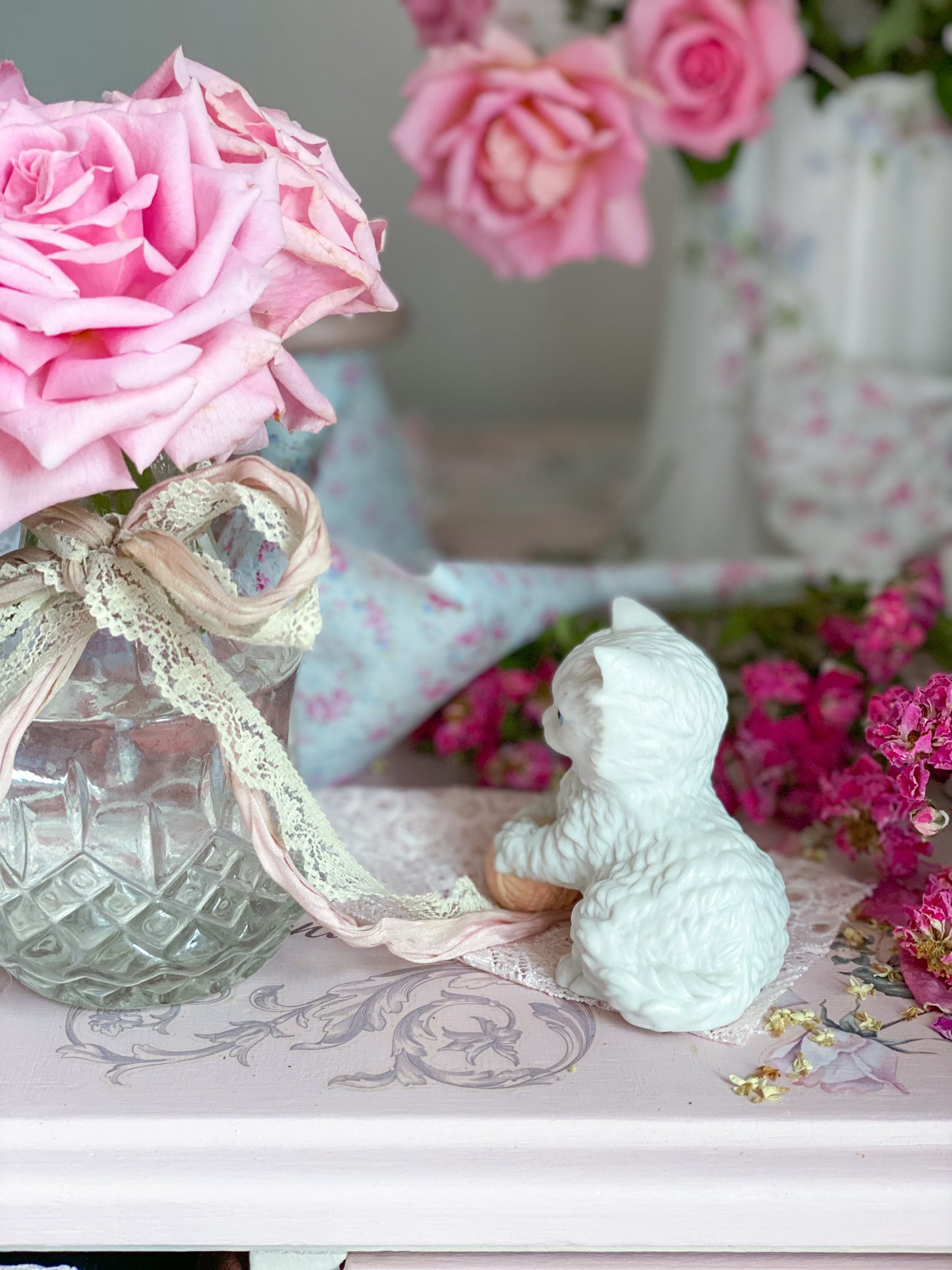 White Persian Cat Figurines