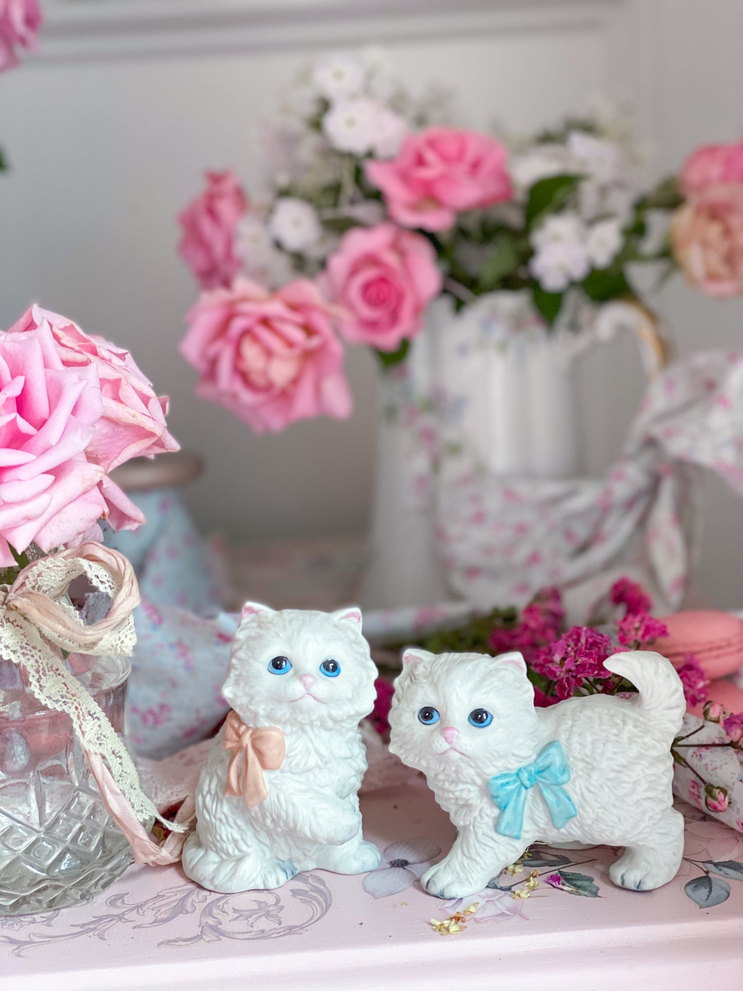 White Persian Cat Figurines