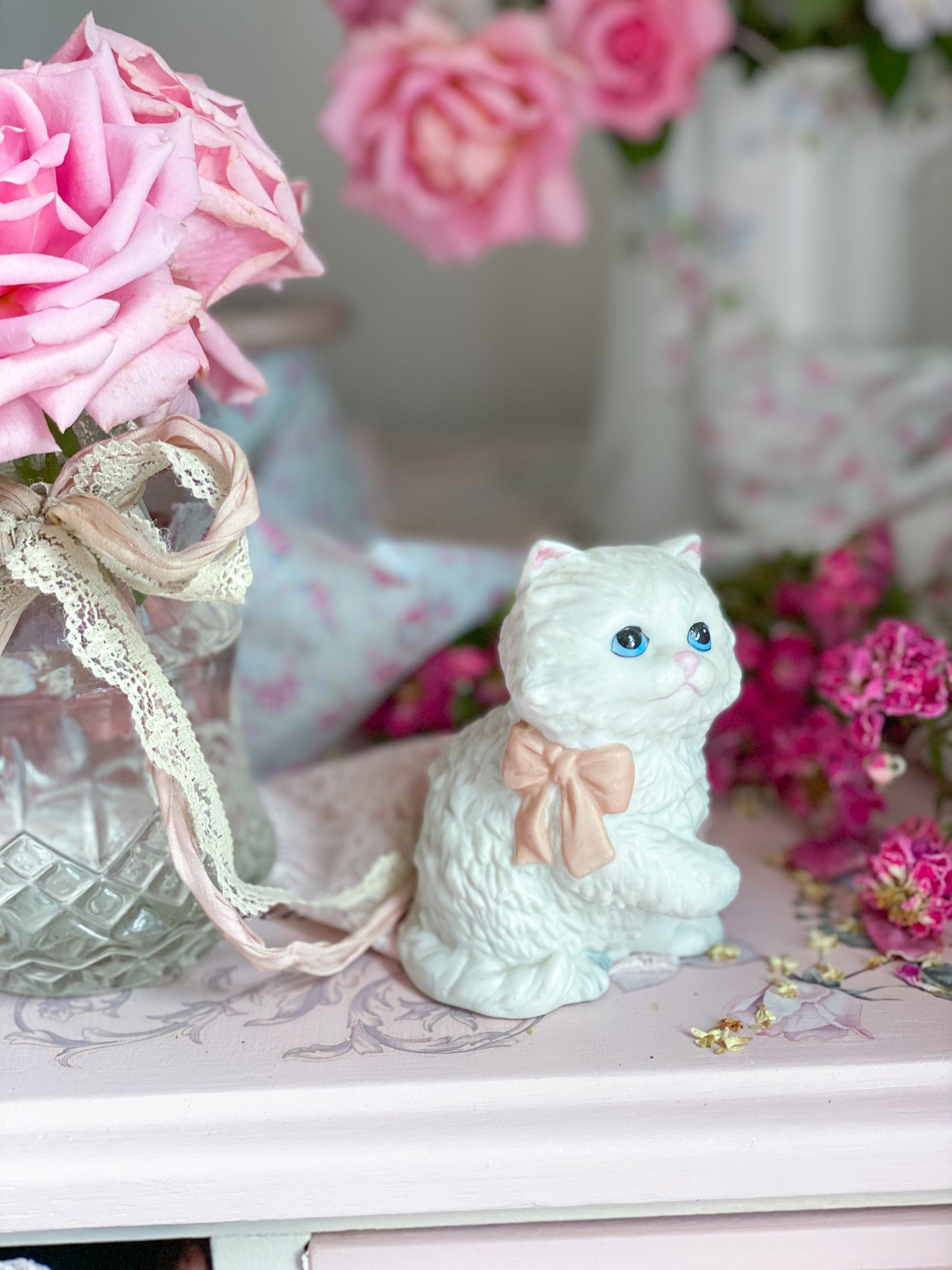 White Persian Cat Figurines