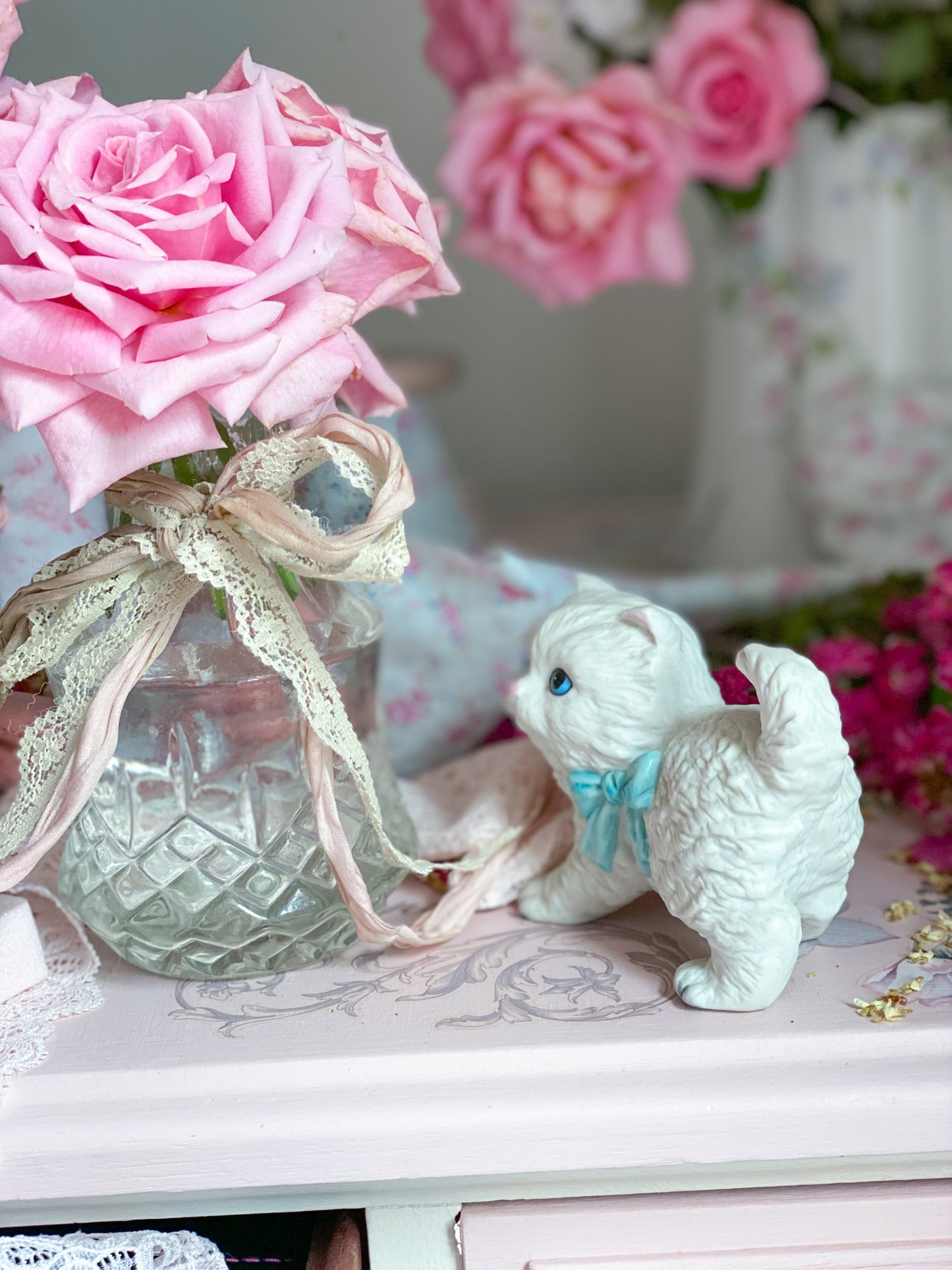 White Persian Cat Figurines