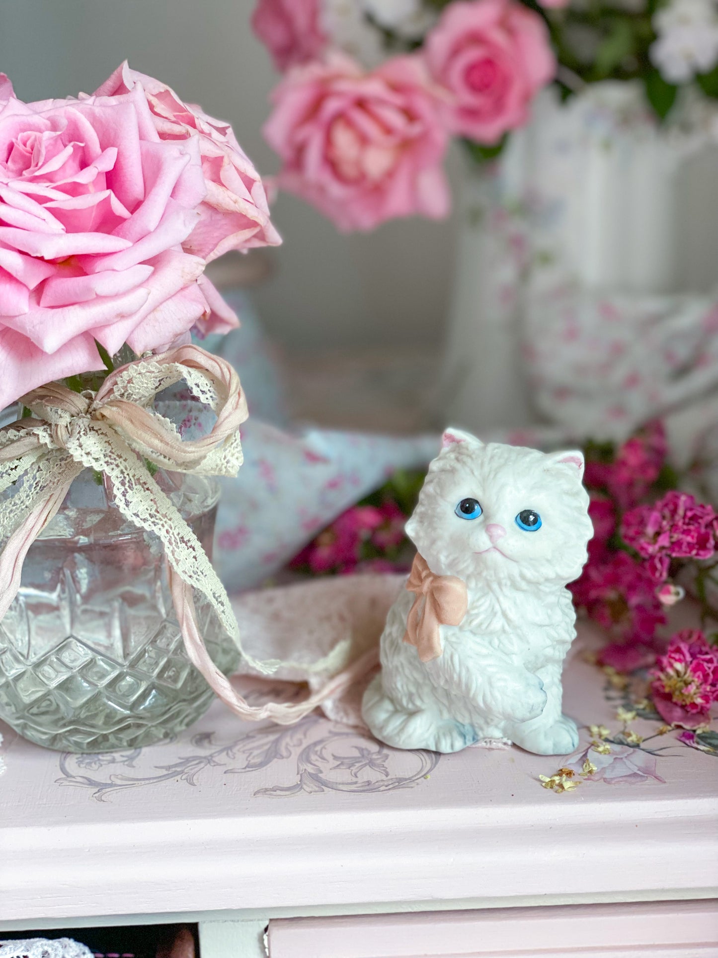 White Persian Cat Figurines