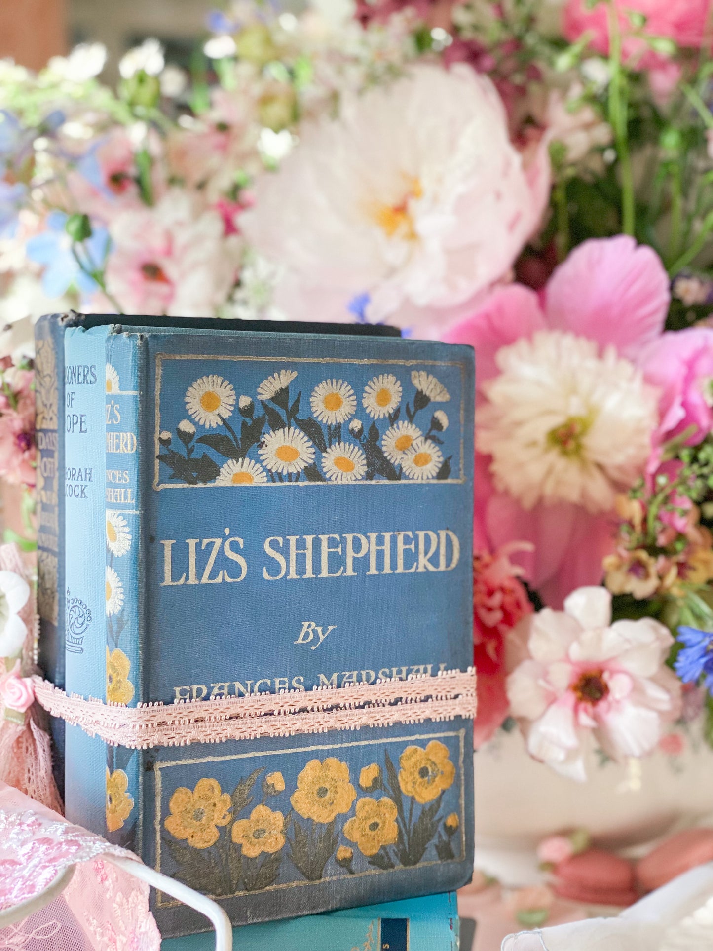 Set of 3 Blue Books with Decorative Spines