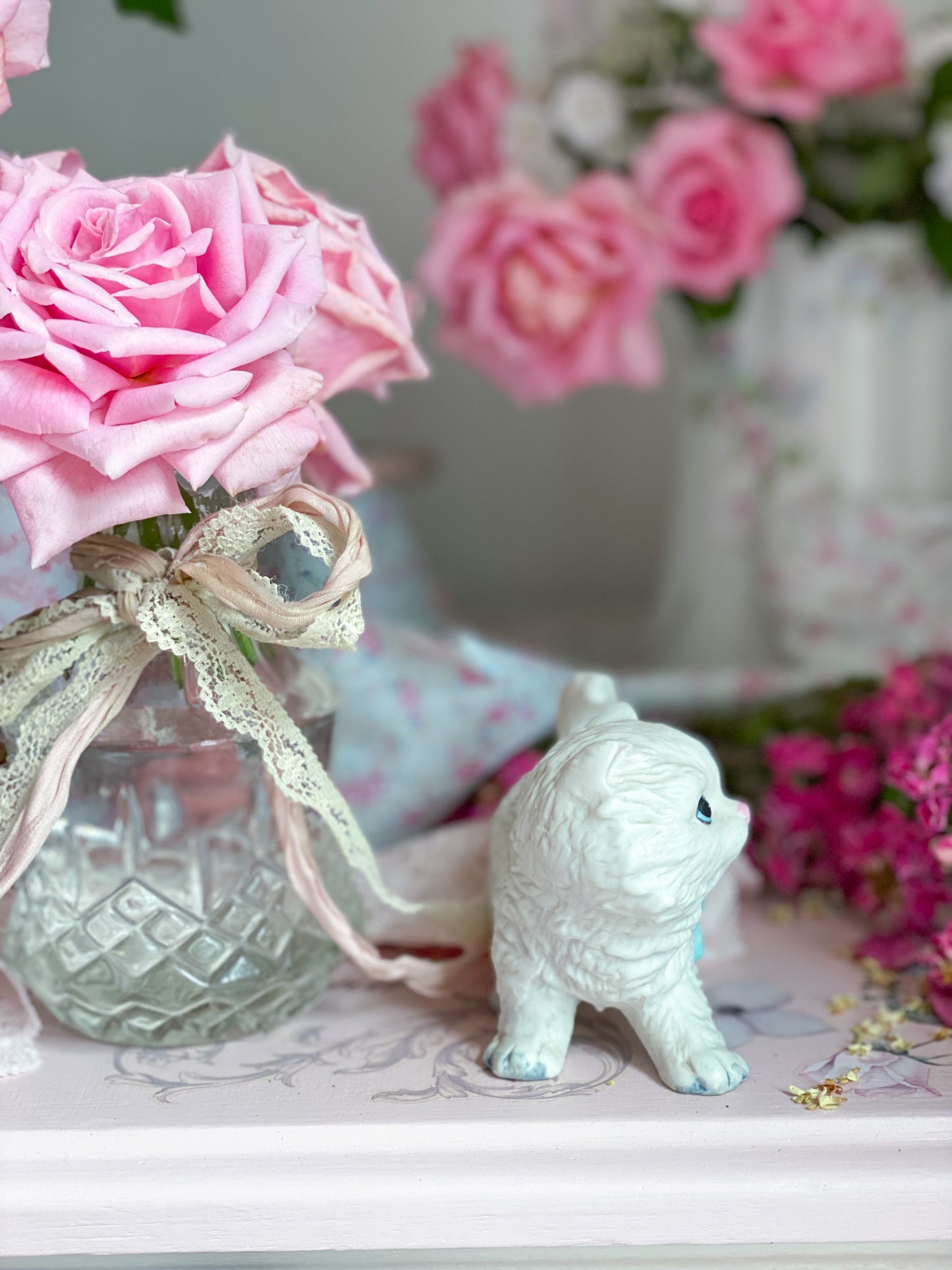 White Persian Cat Figurines