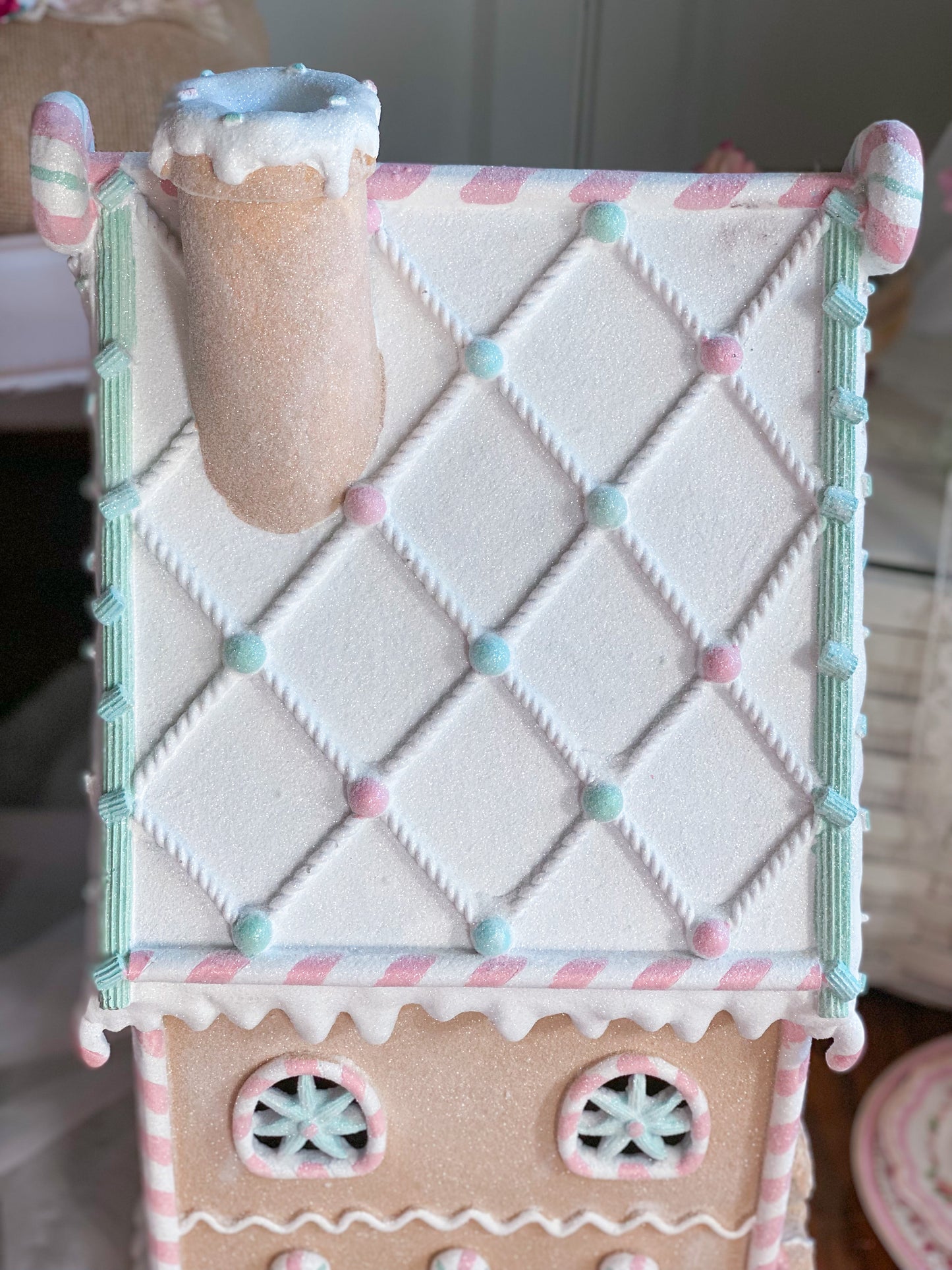 Large Pastel LED Light up Glitter Gingerbread House