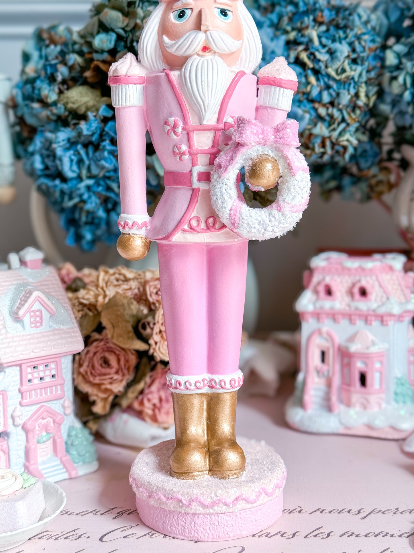 Bespoke Hand Painted Pink & White Sweet Shoppe Cupcake Nutcracker