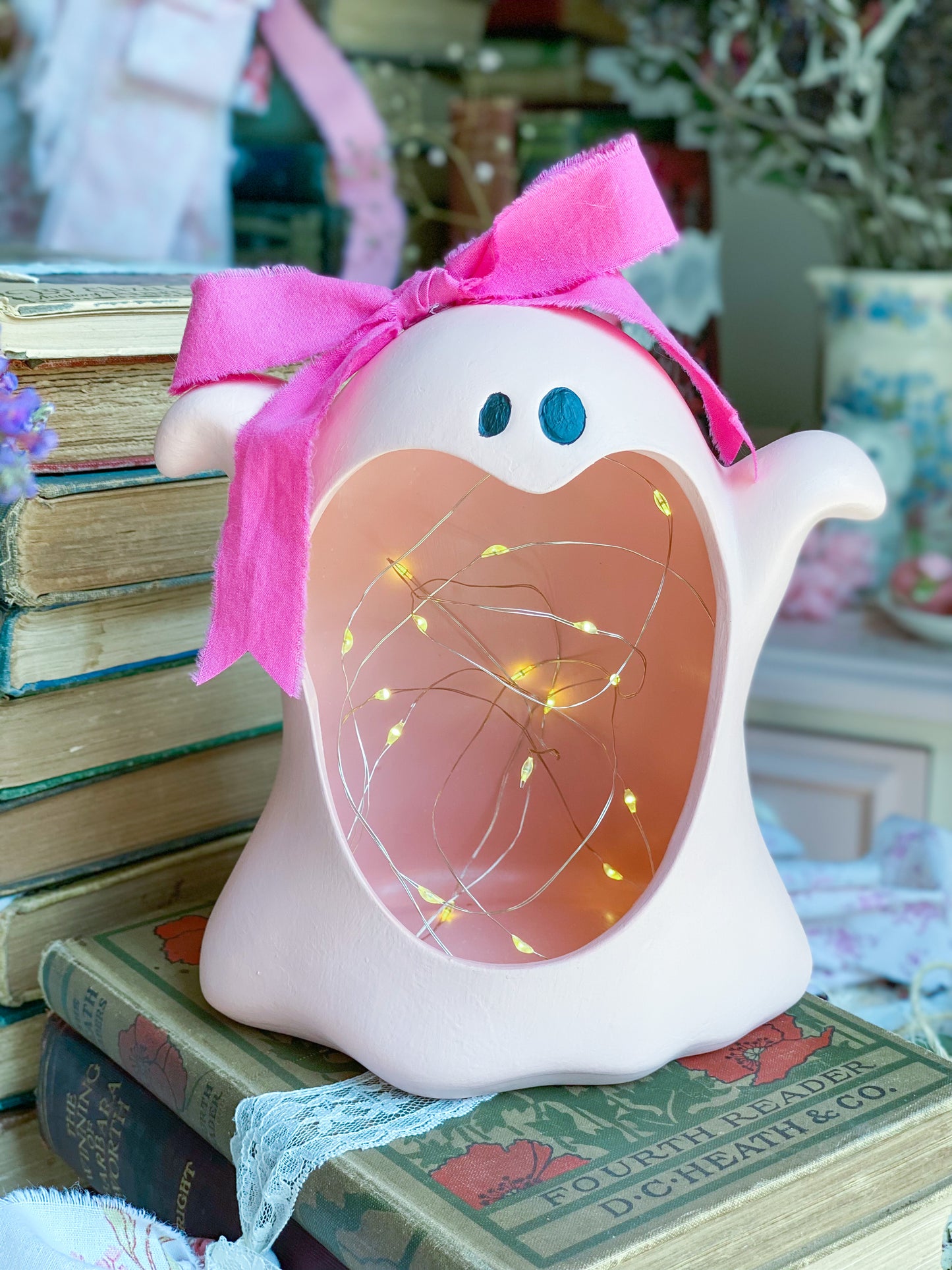 Pink Hand painted LED Light Up Ghost
