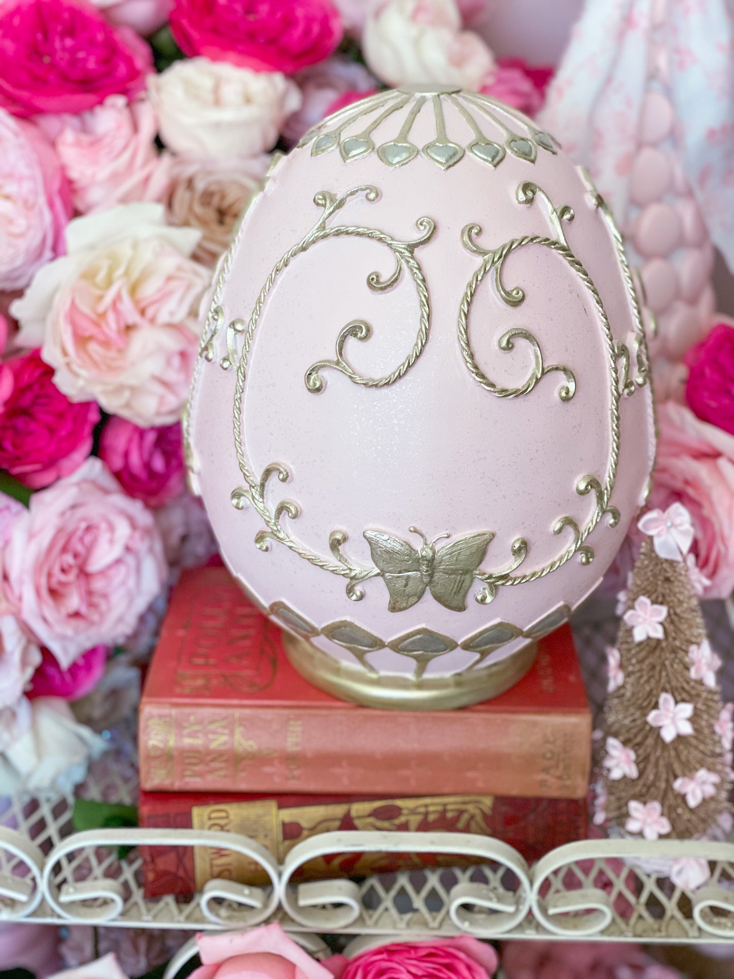 Blush Pink and Gold Butterfly Easter Egg