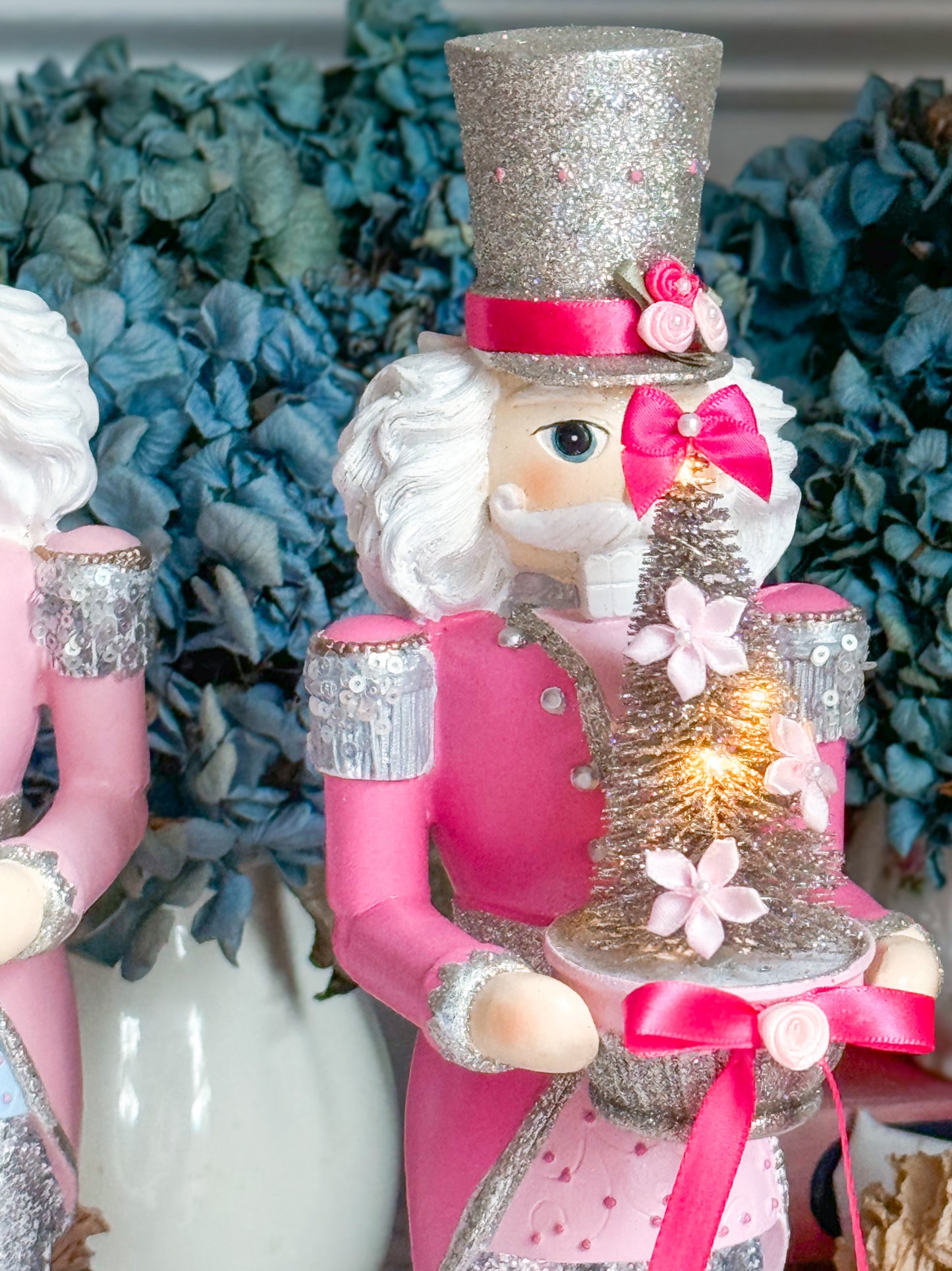 Bespoke Hand Painted Pink and Blue LED light up Nutcracker Bundle