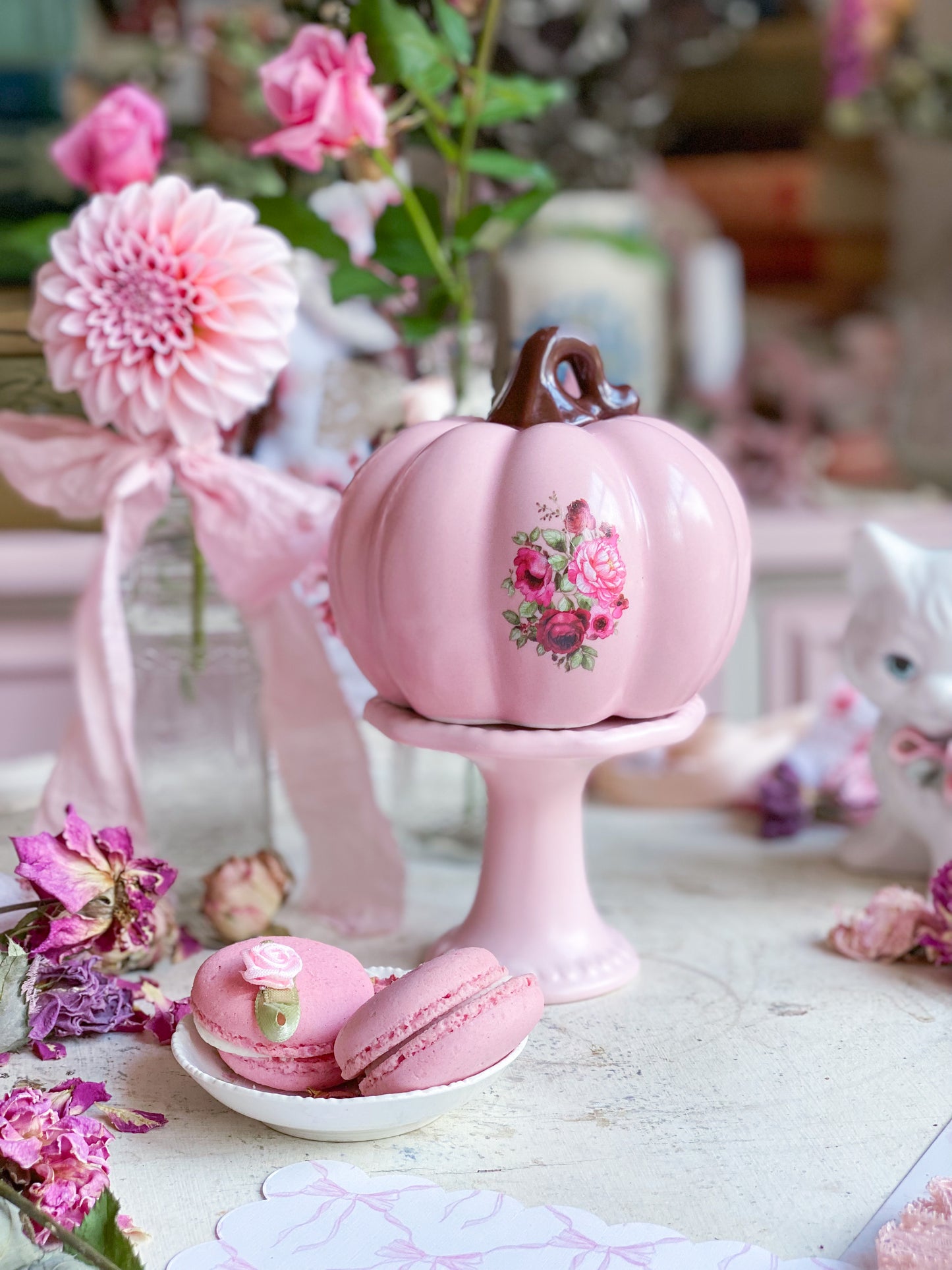 Bespoke Floral Mini Pink Pumpkin