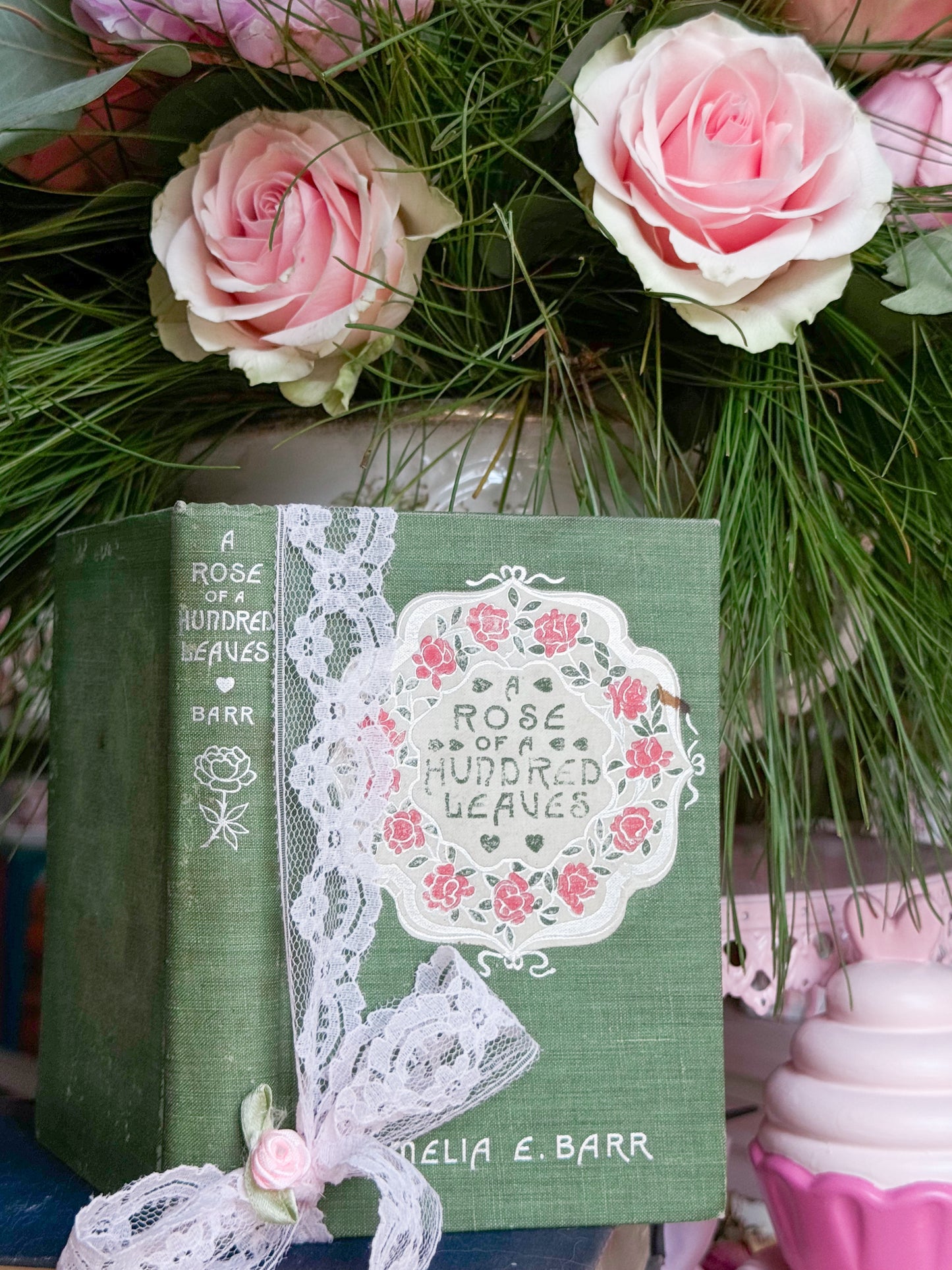 A Rose of A Hundred Leaves with Pink Rose Wreath Garland; First Edition