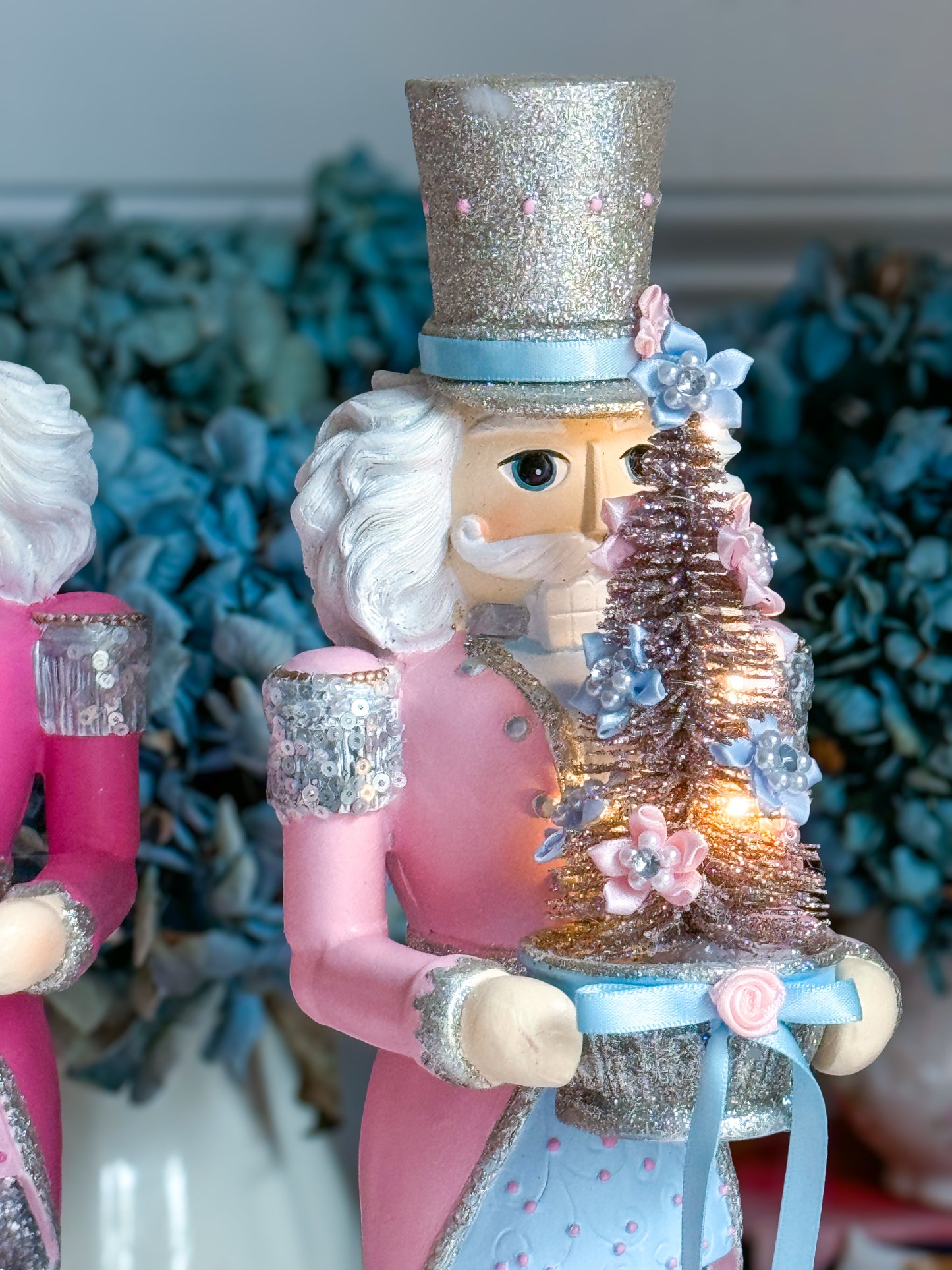 Bespoke Hand Painted Pink and Blue LED light up Nutcracker Bundle