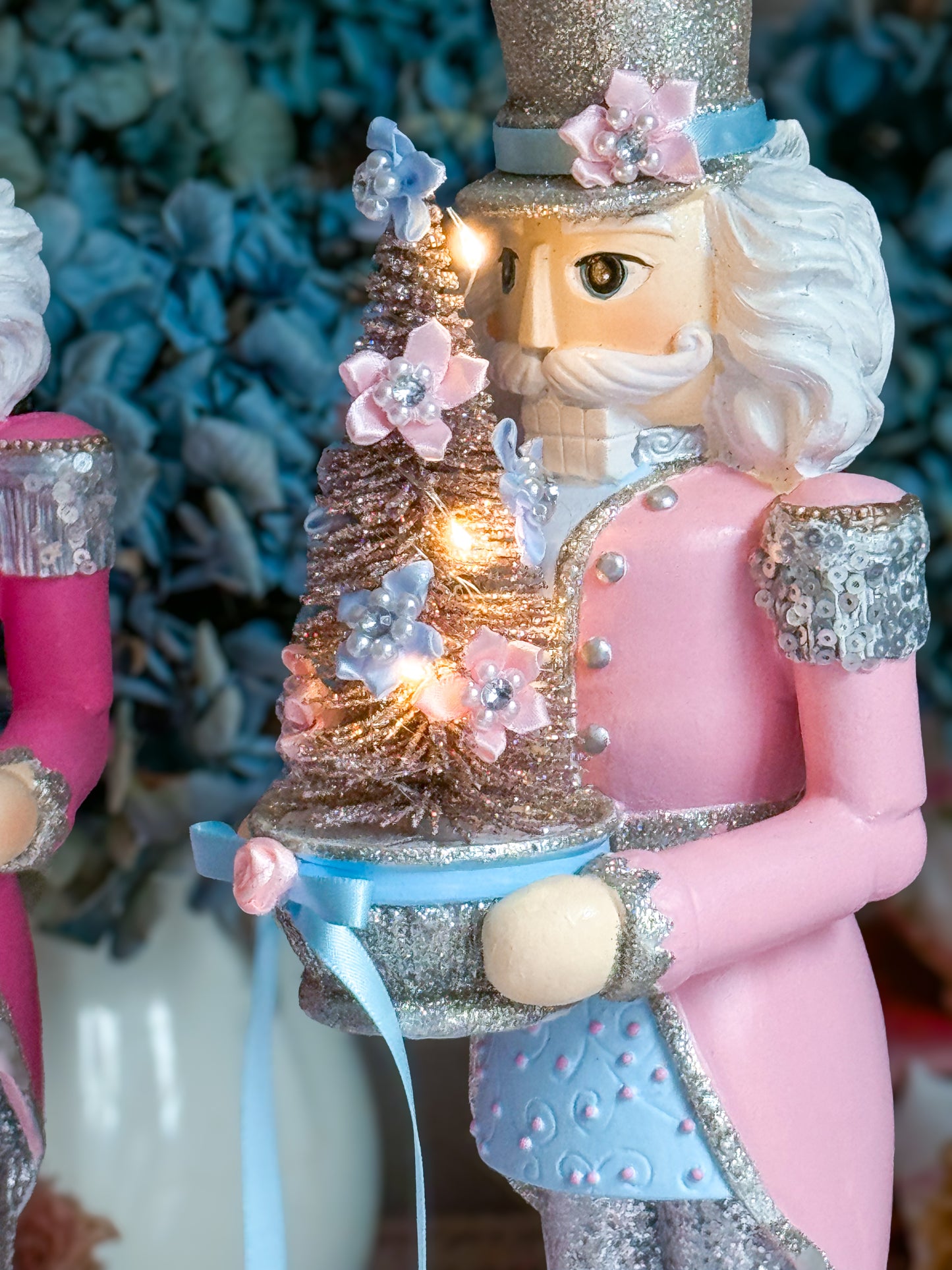 Bespoke Hand Painted Pink and Blue LED light up Nutcracker Bundle