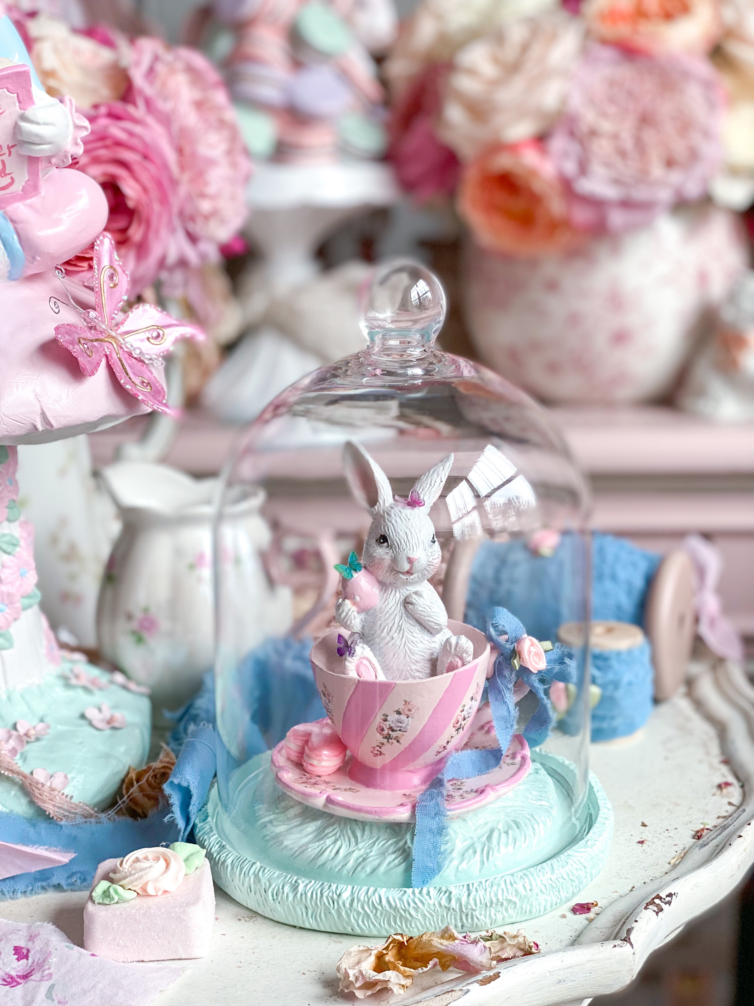 Bunny Rabbit Balancing Teapot Teacups Cake Novogratz Easter Tea Party offers Mad Hatter