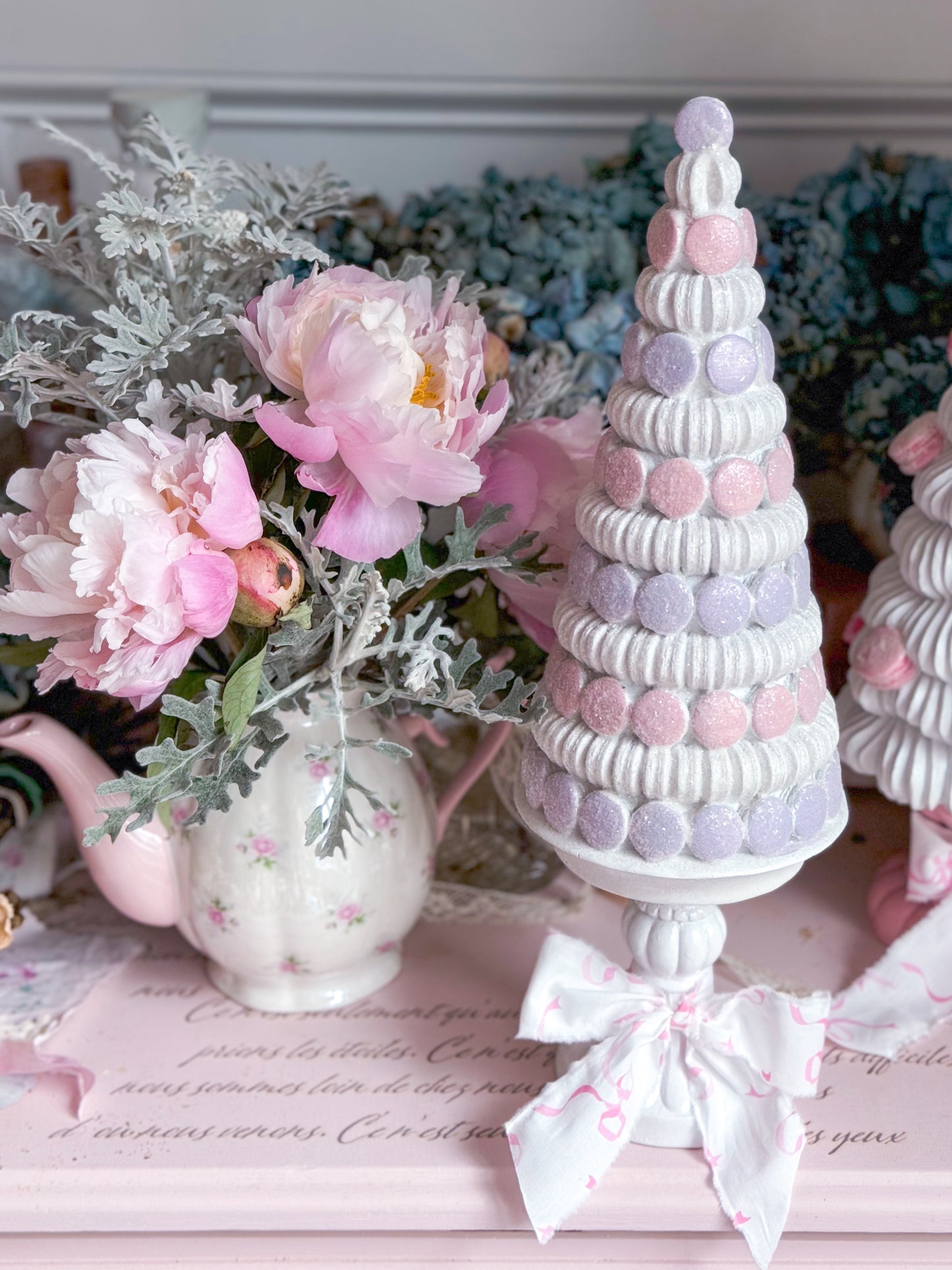 Pastel Lilac and Pink Macaron Tree with Pastel Bow