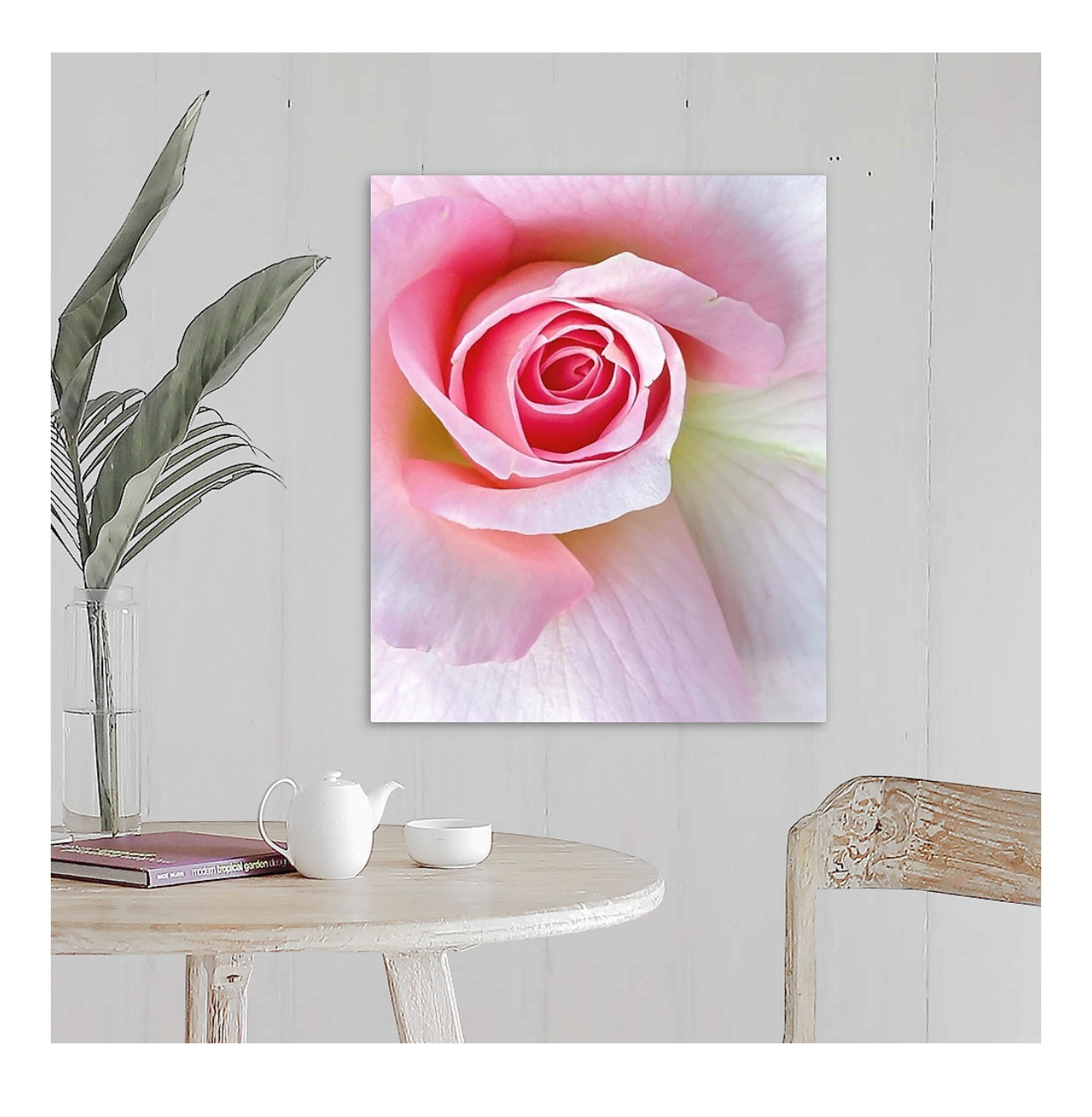 Pastel Pink Rose Swirl Floral Gallery Wrapped Canvas Art