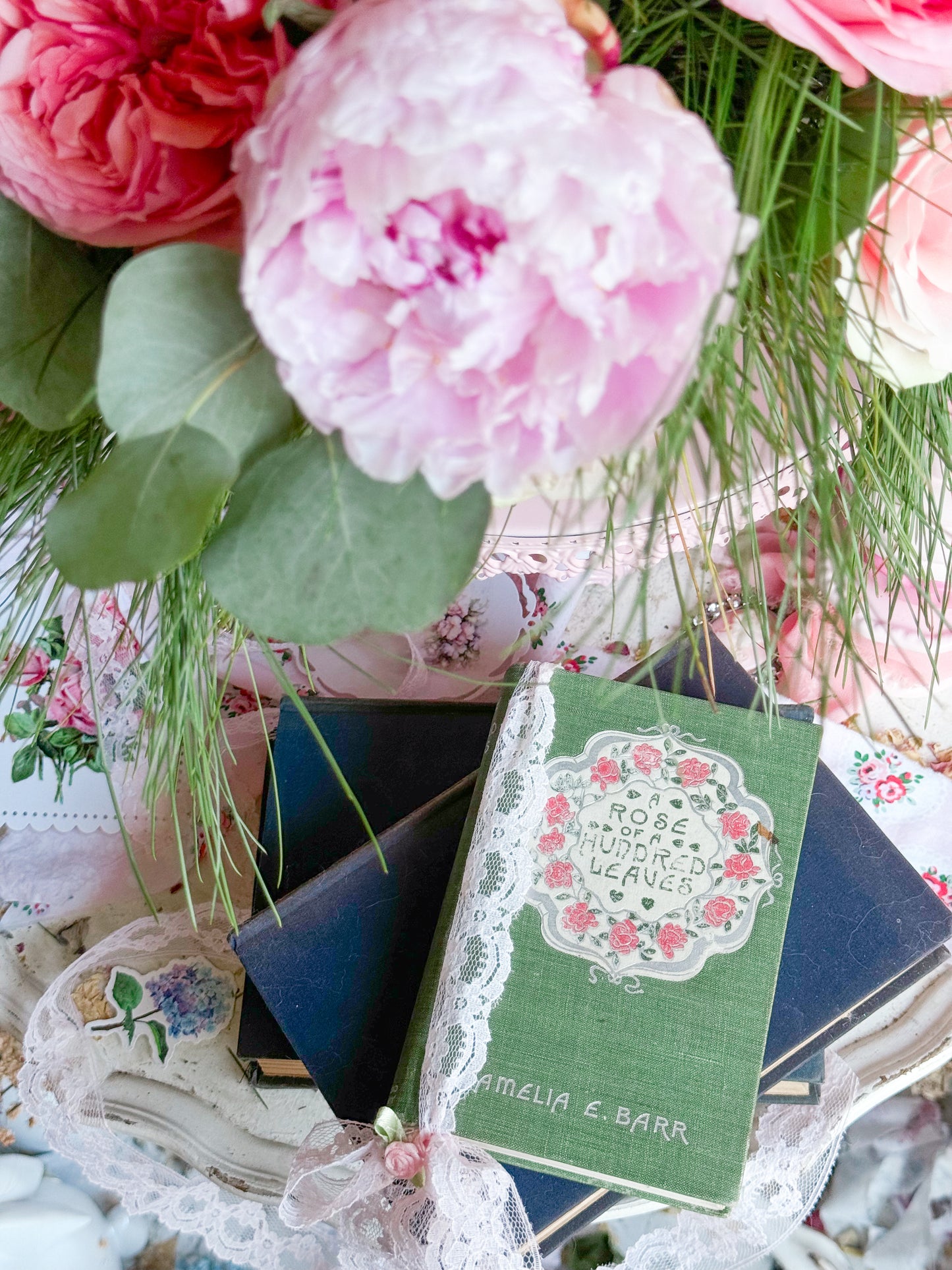 A Rose of A Hundred Leaves with Pink Rose Wreath Garland; First Edition