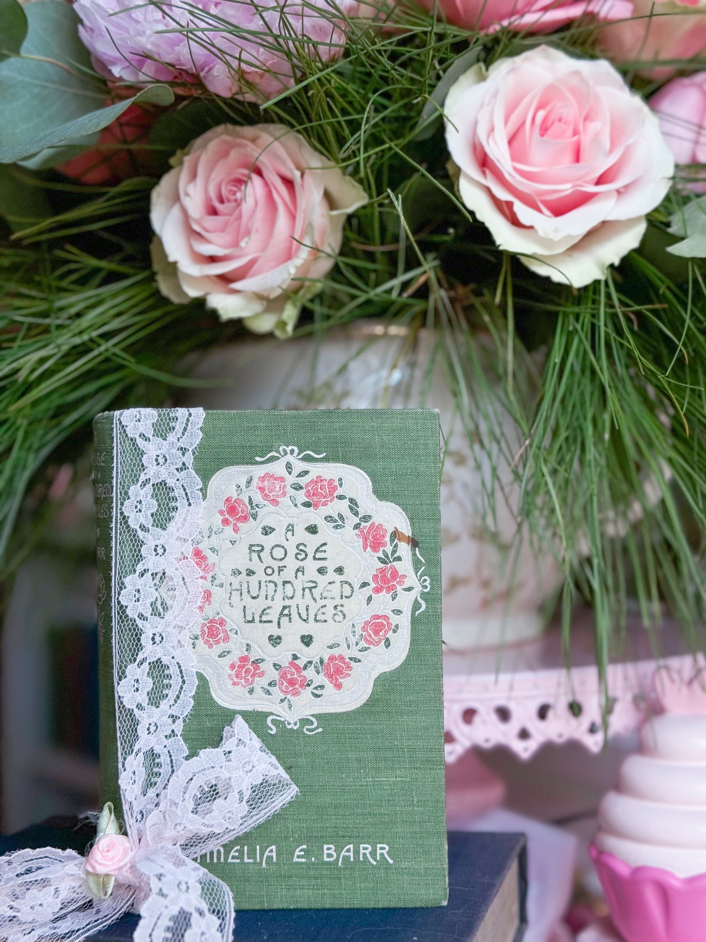 A Rose of A Hundred Leaves with Pink Rose Wreath Garland; First Edition