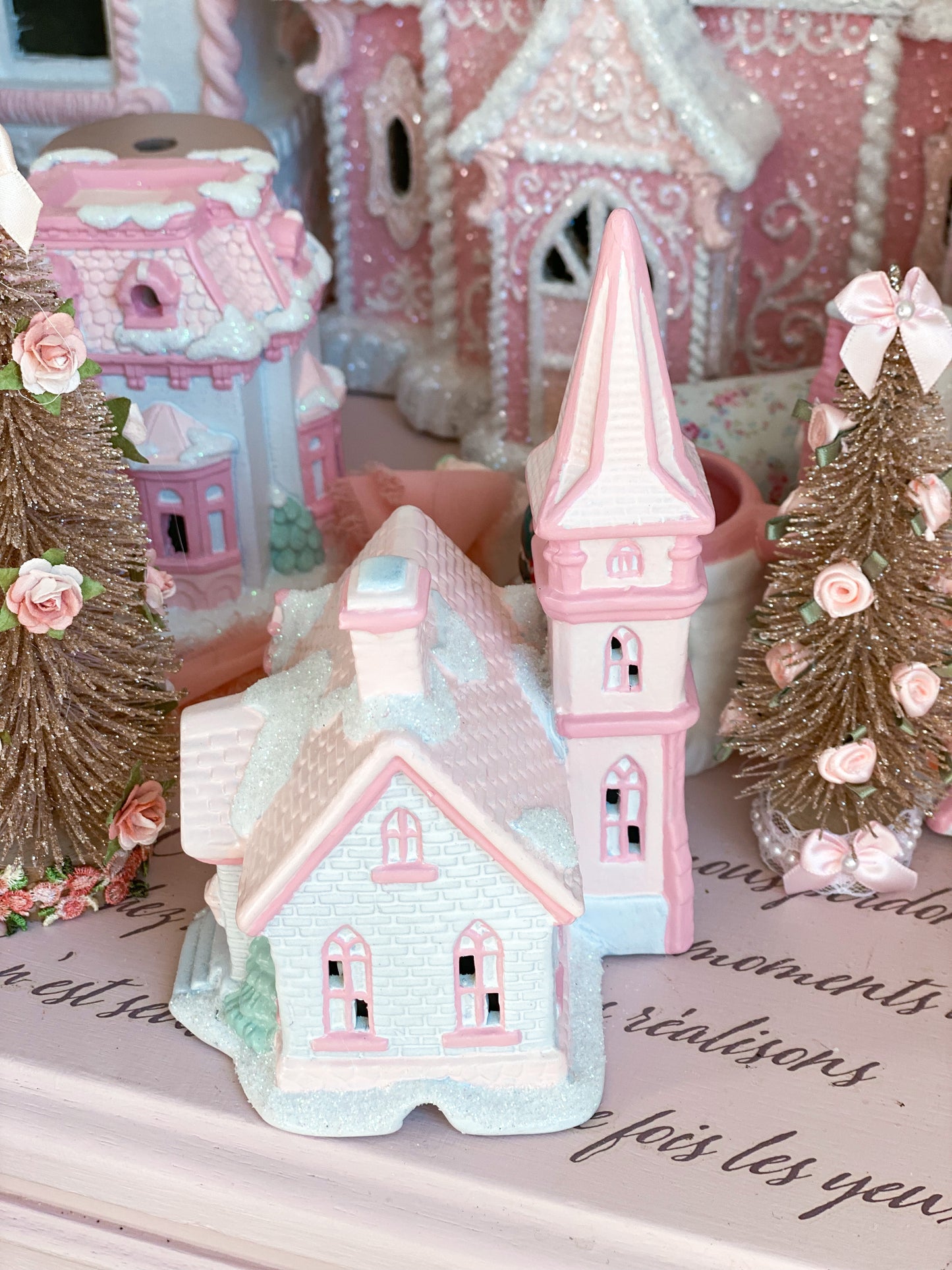 Bespoke Pastel Pink and White Petite Christmas English Cathedral