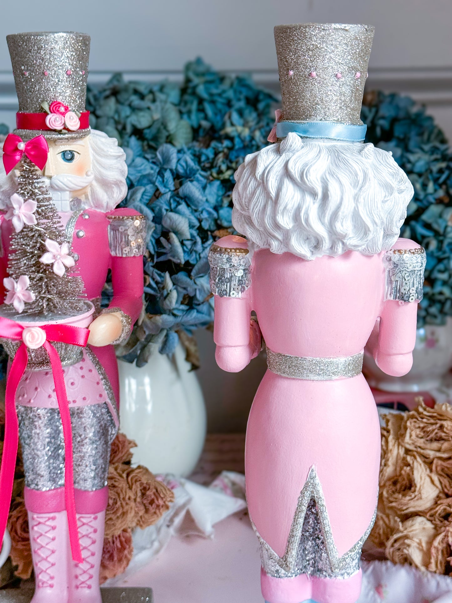 Bespoke Hand Painted Pink and Blue LED light up Nutcracker Bundle