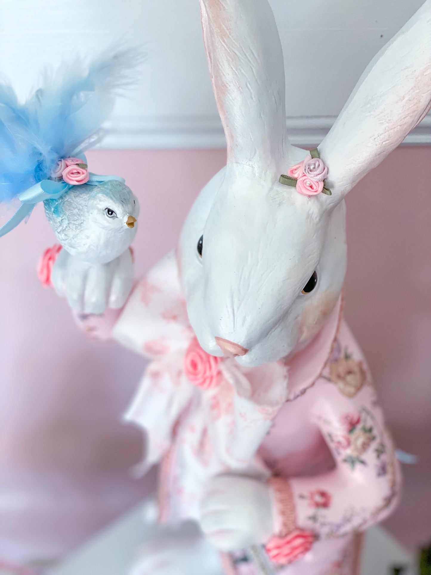 Bespoke Pastel Pink Rococo French Dandy Bunny with Brocade Style Jacket