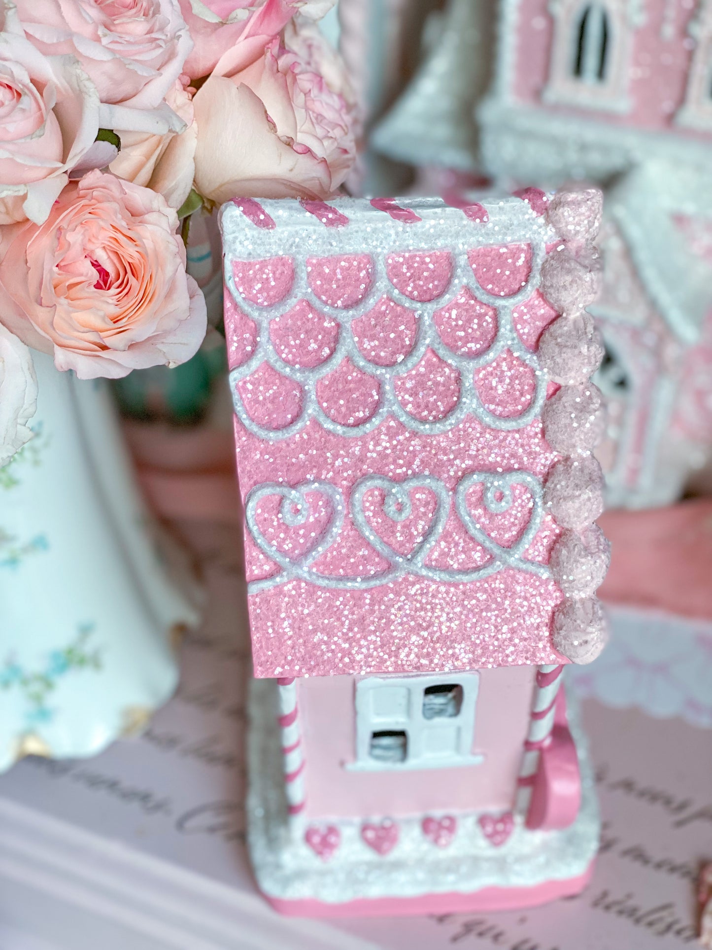 Bespoke Pastel Pink Hand Painted LED light up Valentine’s Day House
