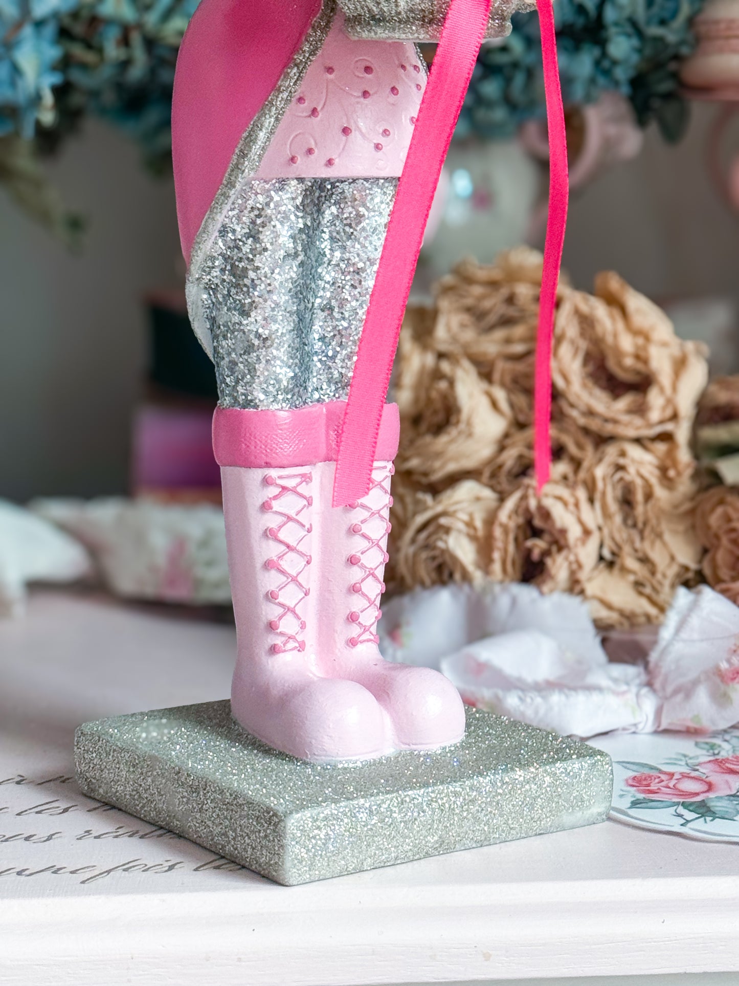 Bespoke Hand Painted Pink and Blue LED light up Nutcracker Bundle