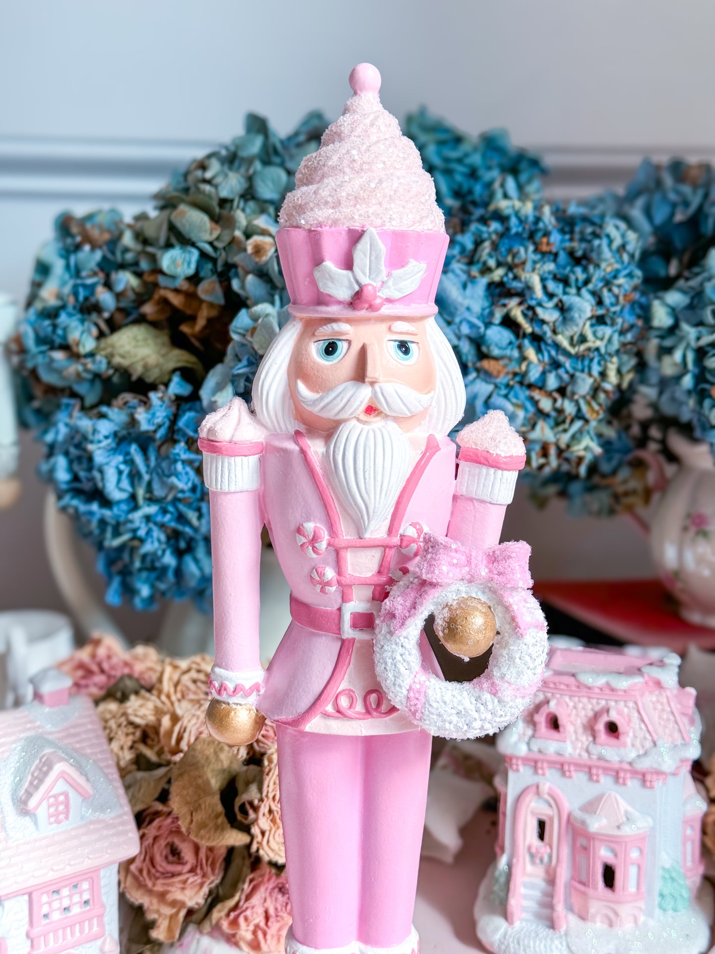 Bespoke Hand Painted Pink & White Sweet Shoppe Cupcake Nutcracker