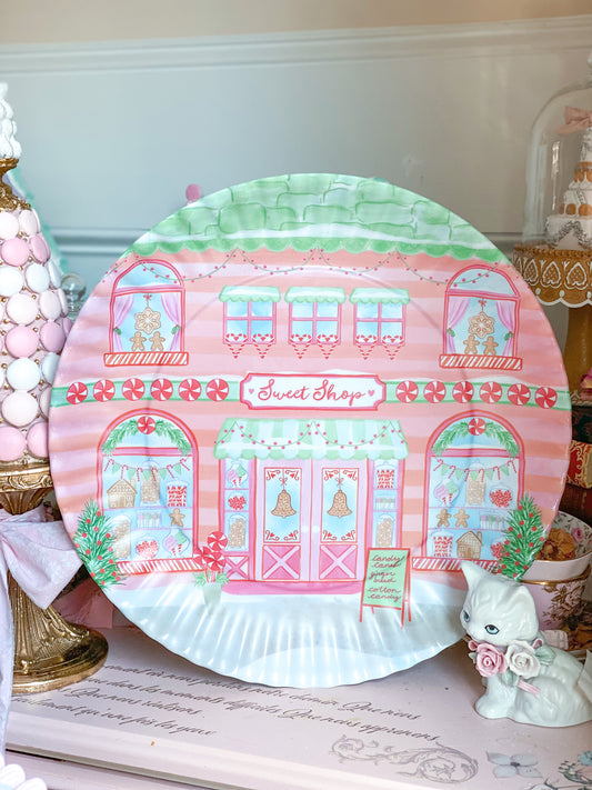 Shop-Weihnachtsteller in Pastellrosa und Mintgrün