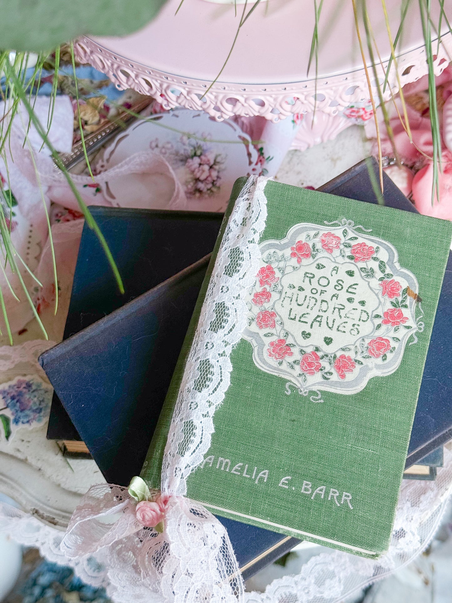 A Rose of A Hundred Leaves with Pink Rose Wreath Garland; First Edition