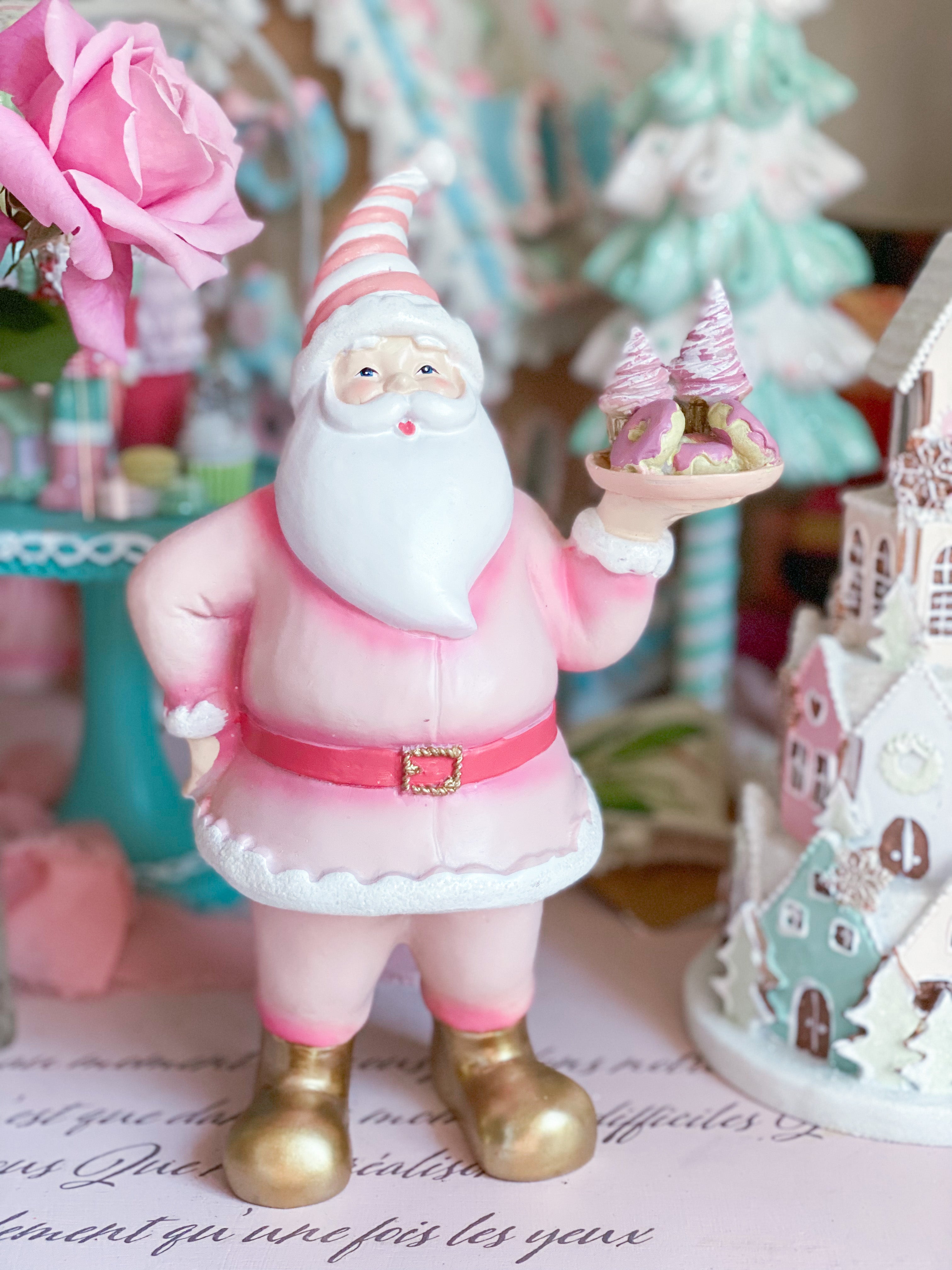 Pastel pink Santa shops baked